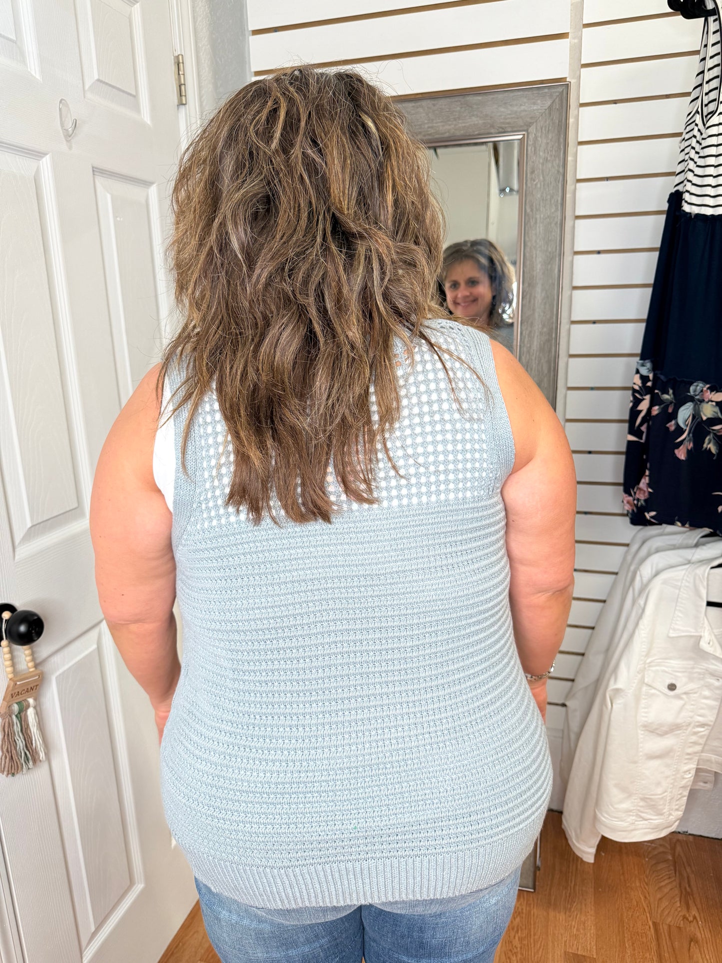 GINA- SLEEVLESS SWEATER TOP - DUSTY BLUE -STACCATO