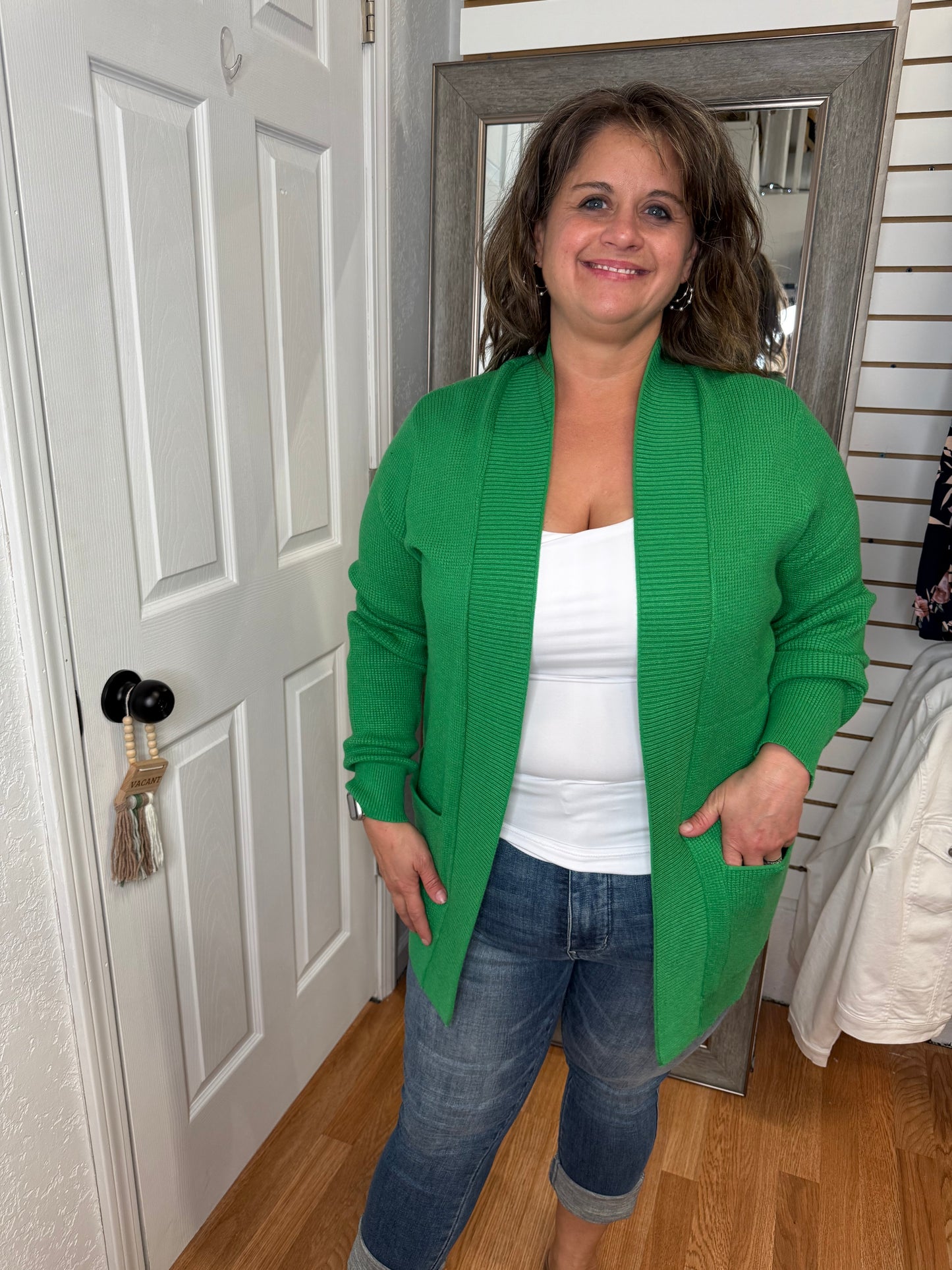 GAIL LIGHTWEIGHT CARDIGAN - GREEN -STACCATO