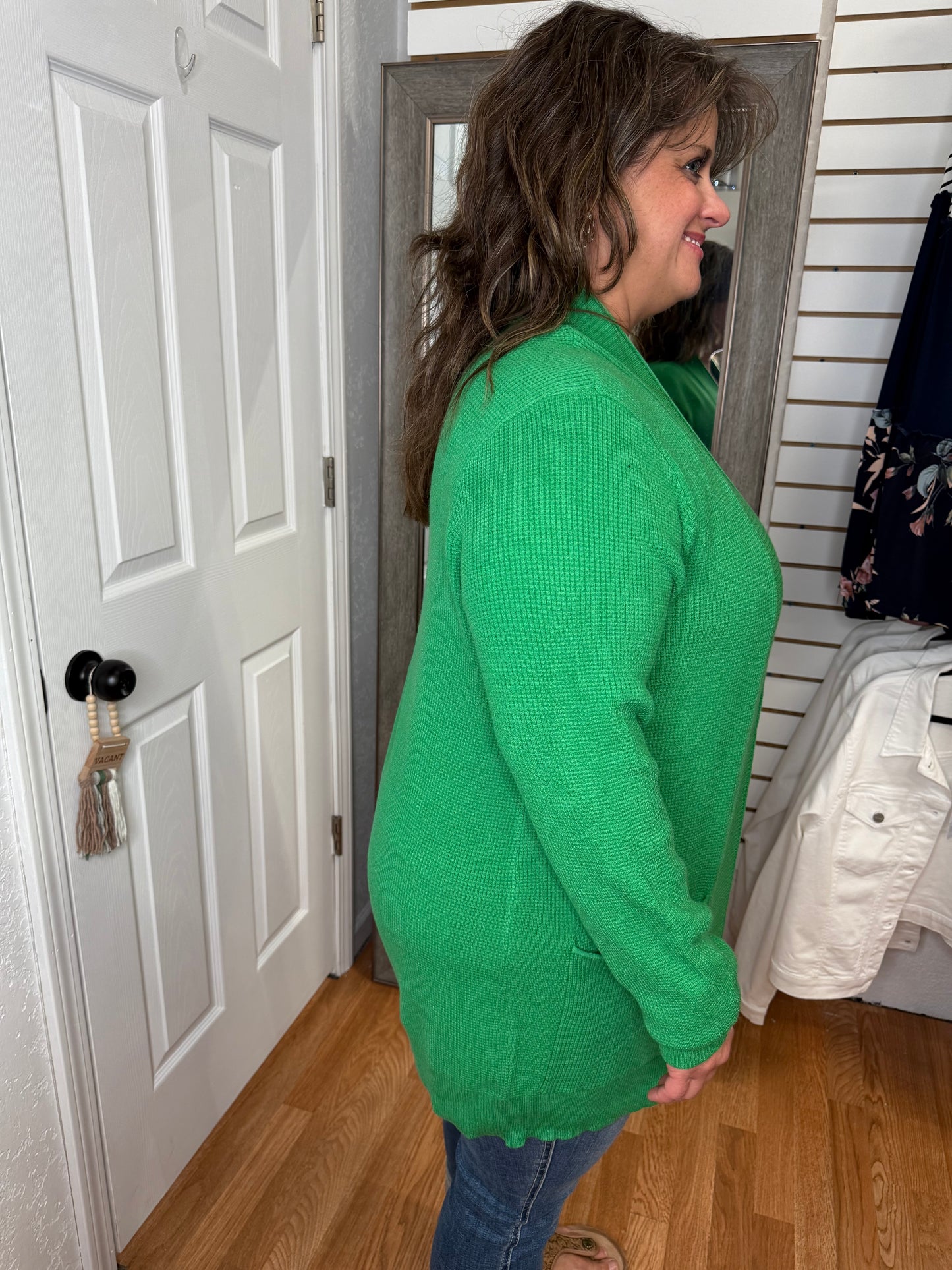 GAIL LIGHTWEIGHT CARDIGAN - GREEN -STACCATO