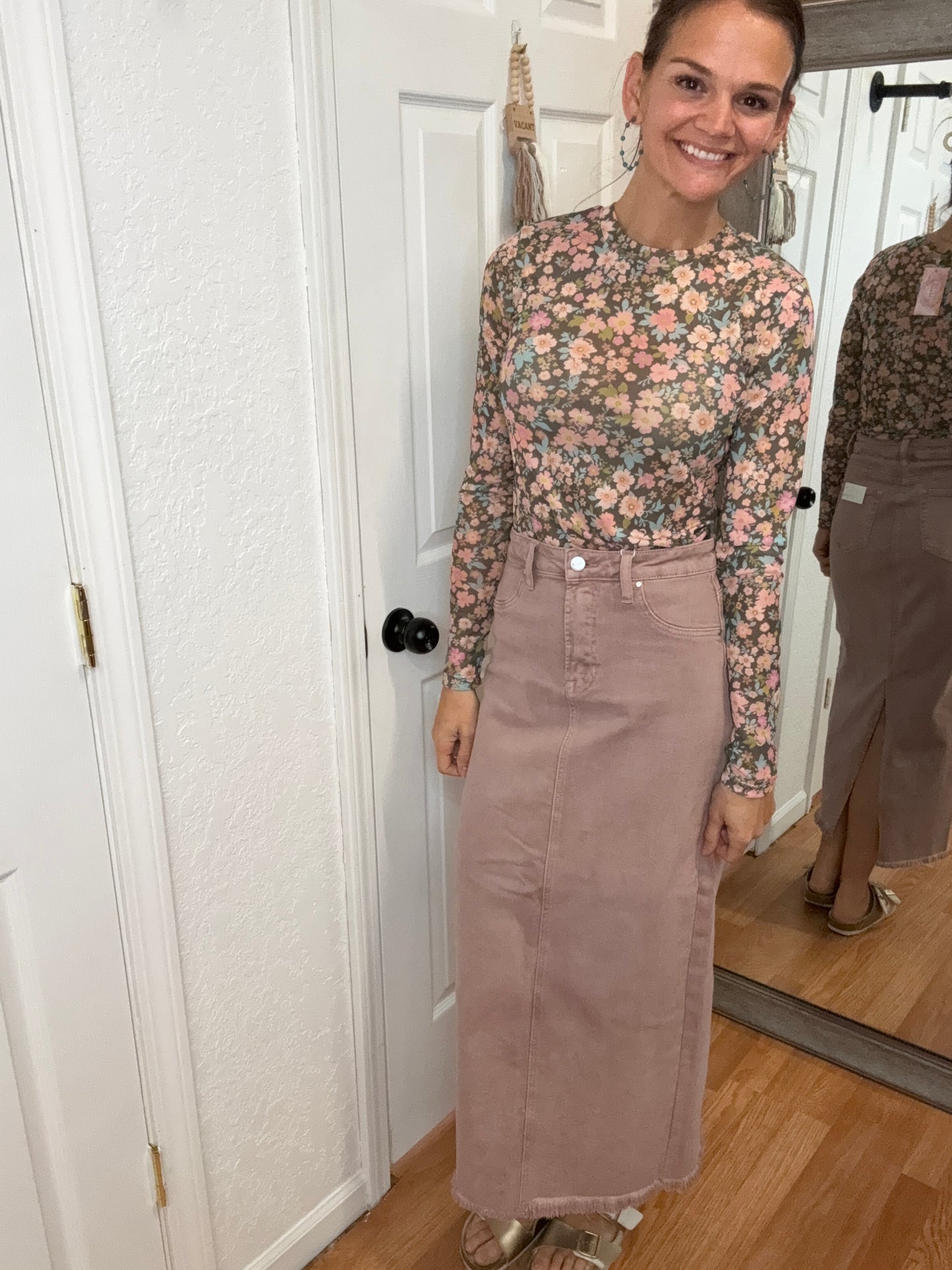 ROSEWOOD DENIM SKIRT MAUVE - RISEN