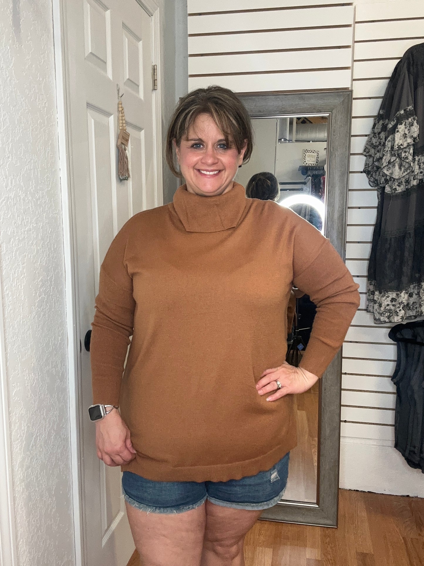 ZARIAH TURTLENECK SWEATER TOP RUST - COZY