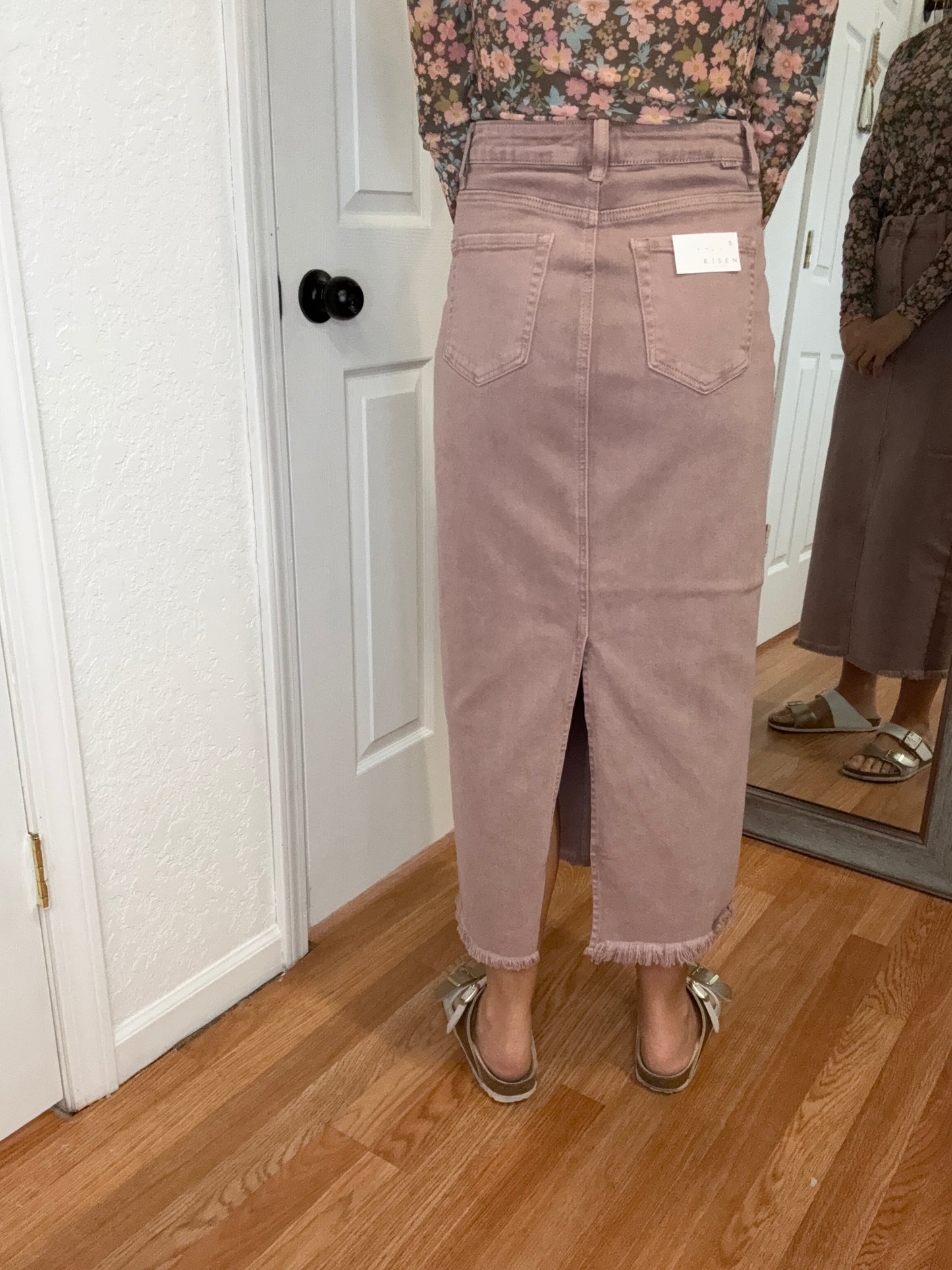 ROSEWOOD DENIM SKIRT MAUVE - RISEN