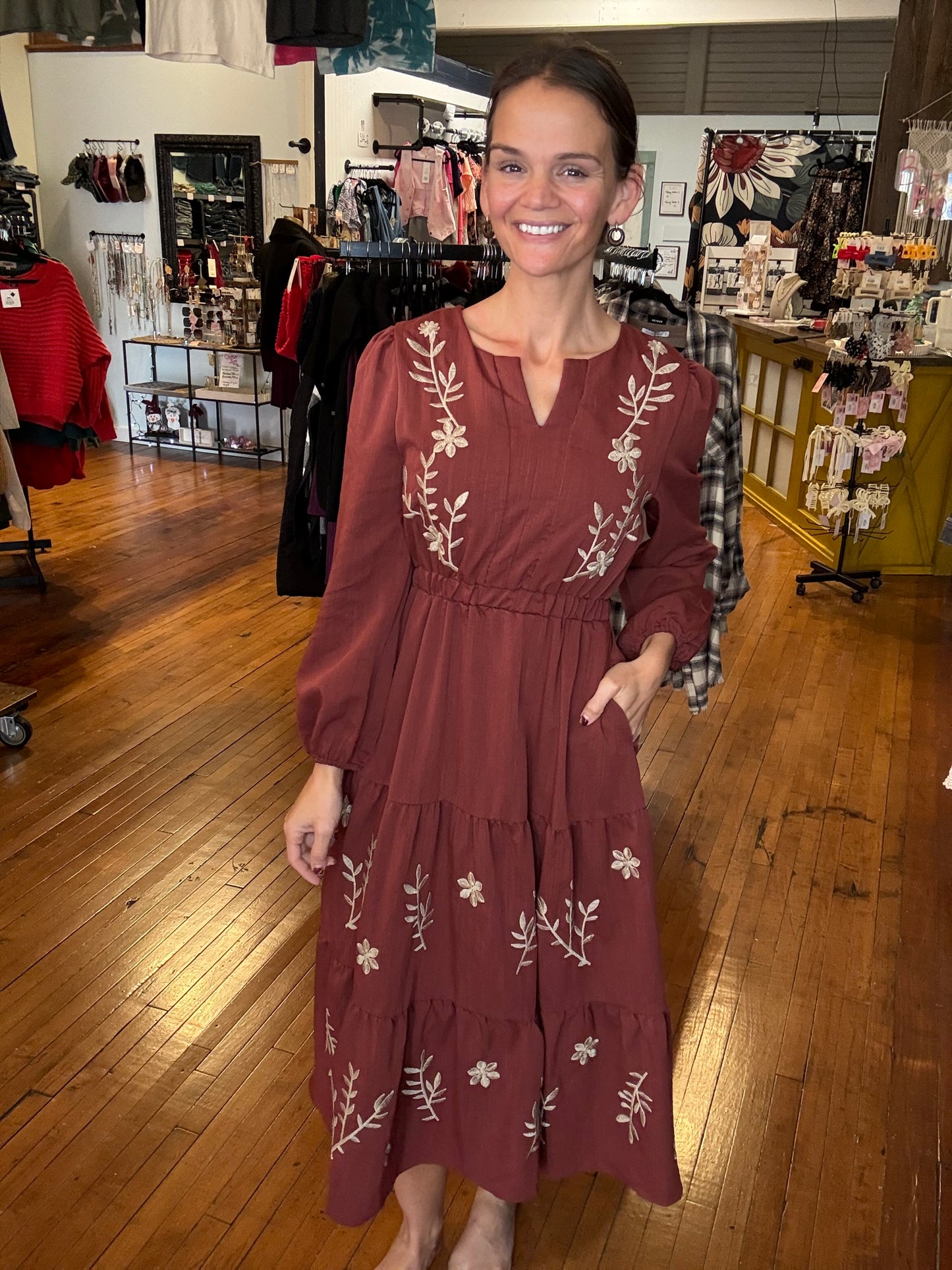 REESE - Embroidered Notch Detail Dress
