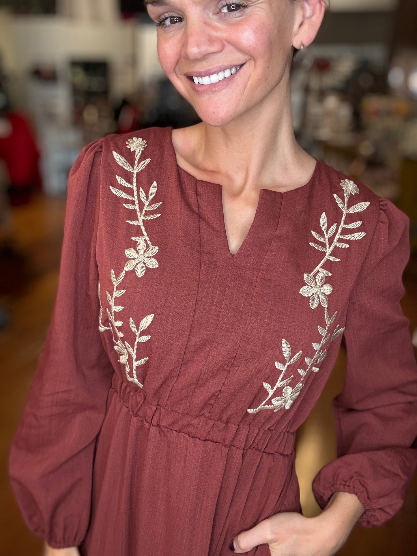 REESE - Embroidered Notch Detail Dress