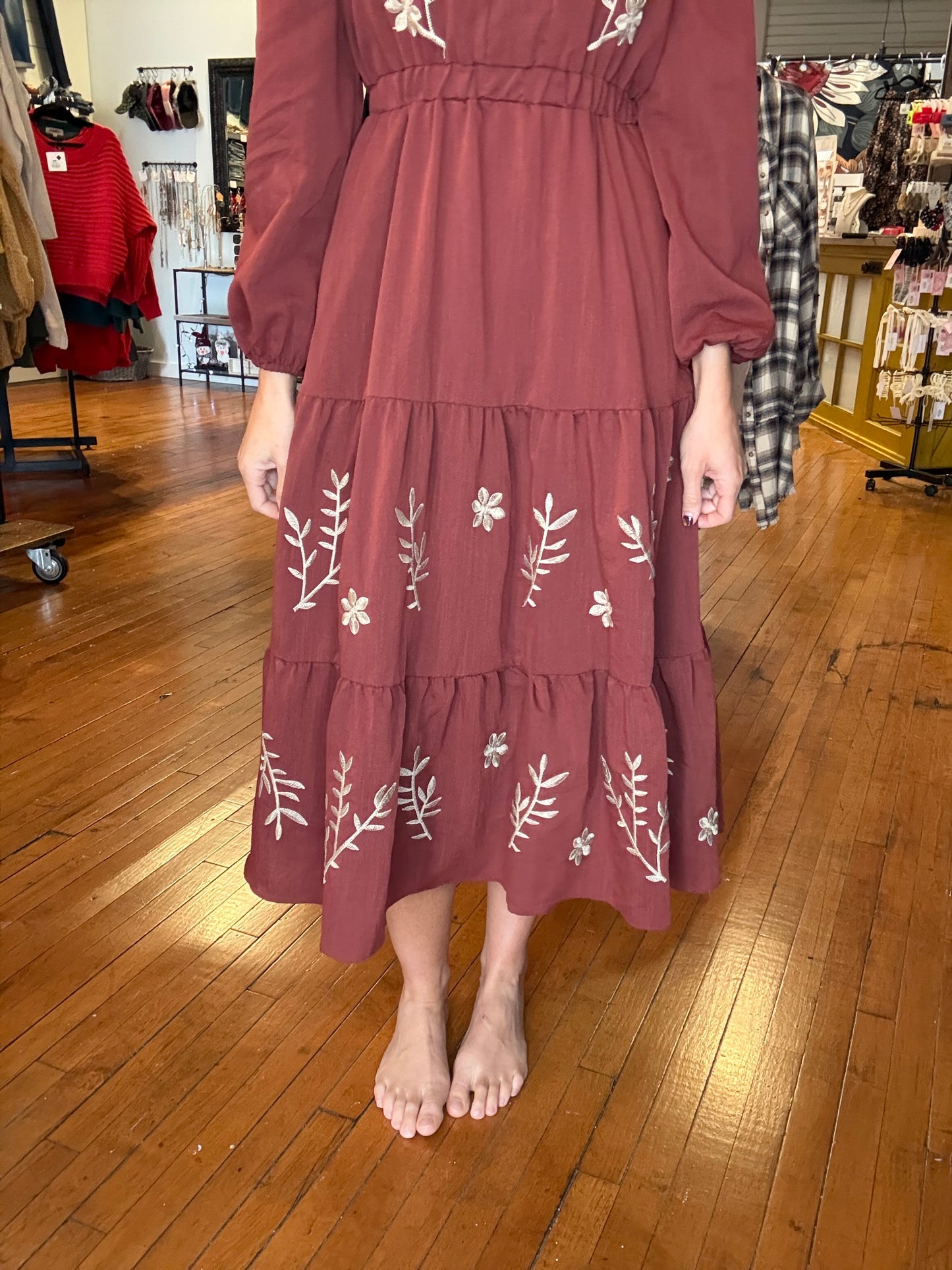 REESE - Embroidered Notch Detail Dress