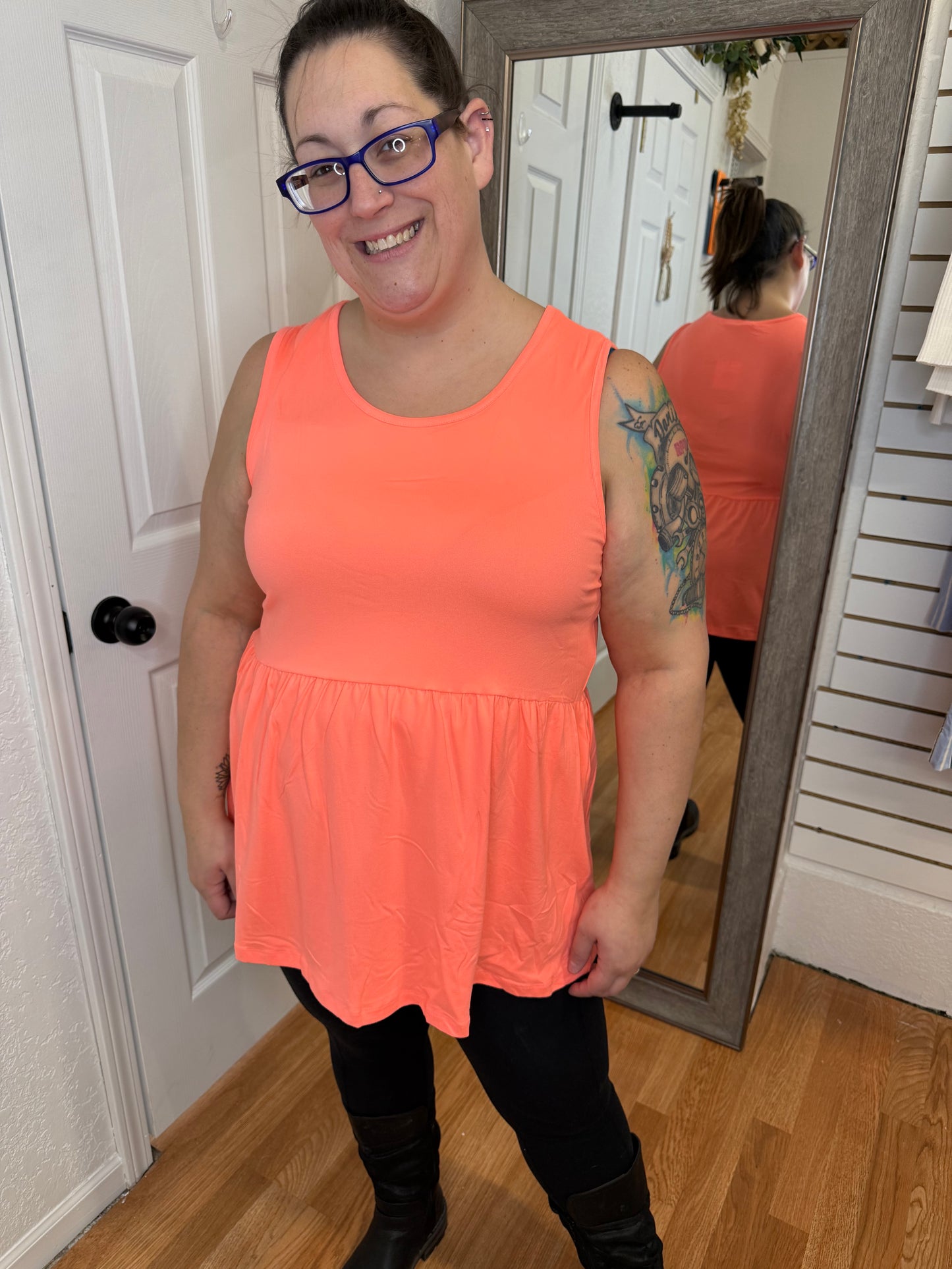 RENEE TANK -NEON CORAL- MICHELLE MAE