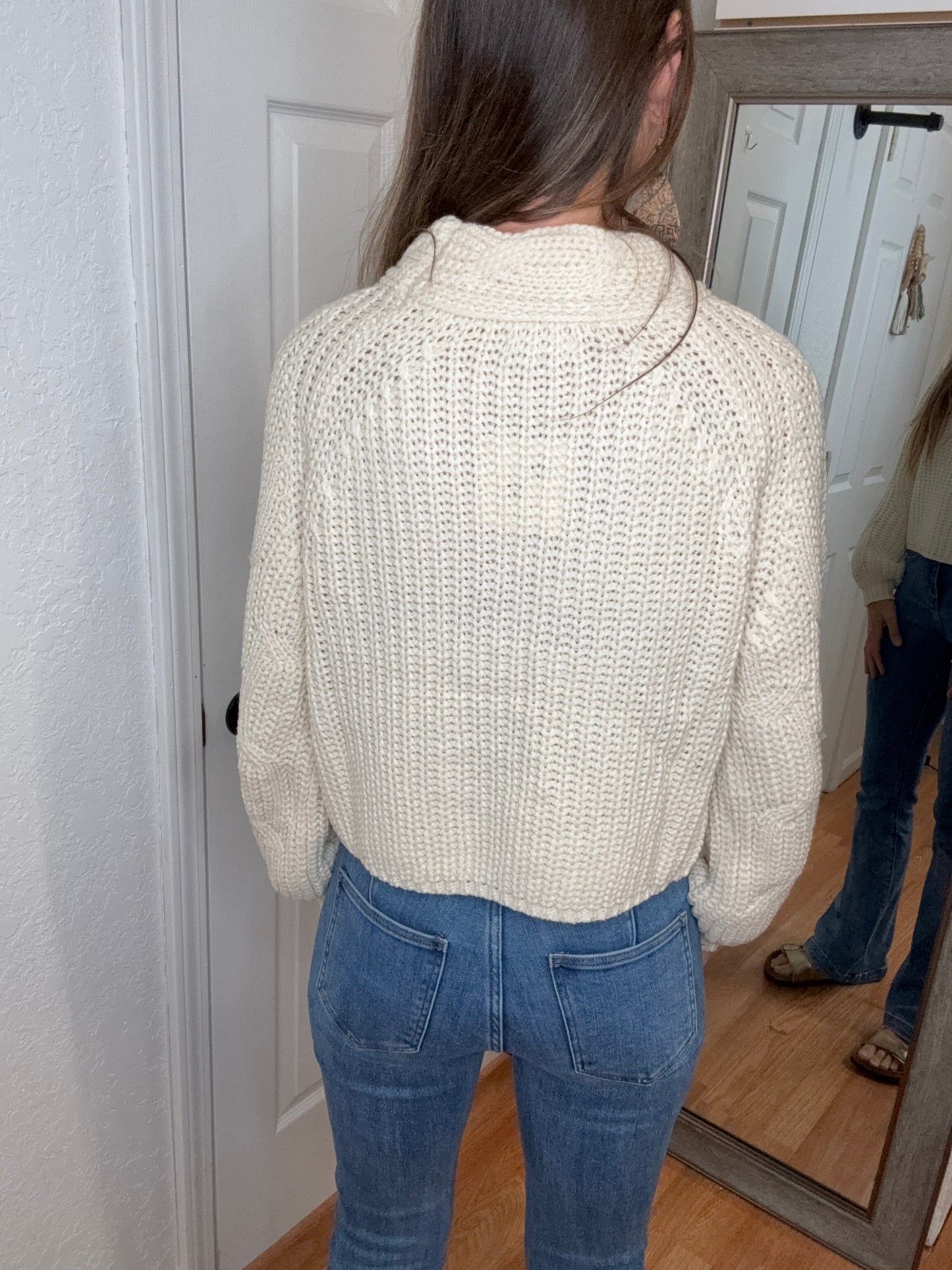 KAY MOCK NECK CABLE KNIT SWEATER CREAM - COZY