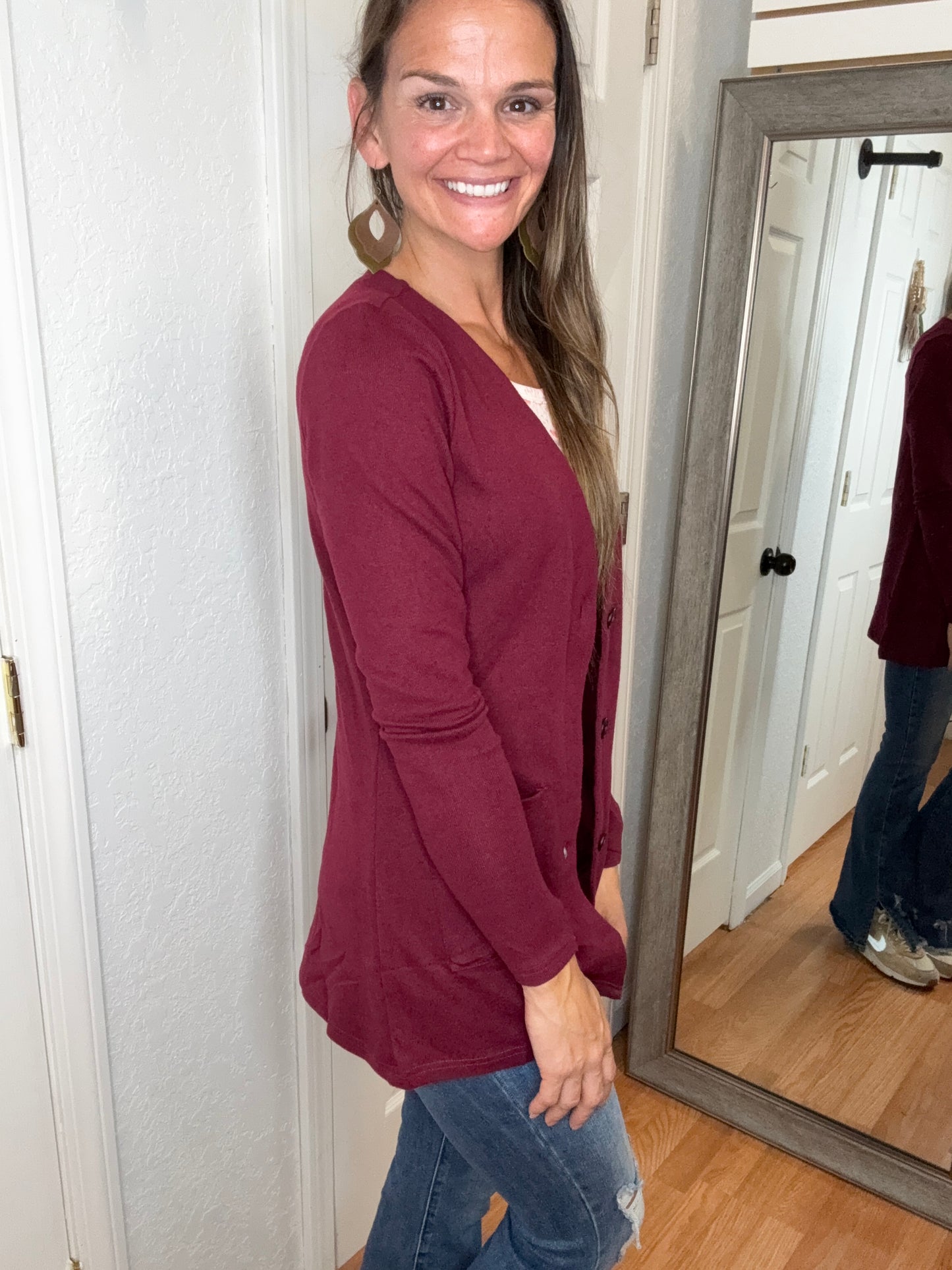 CORI CARDIGAN IN BURGUNDY - MICHELLE MAE