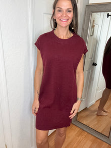 SHAYLA SWEATER DRESS BURGUNDY- ANNIEWEAR