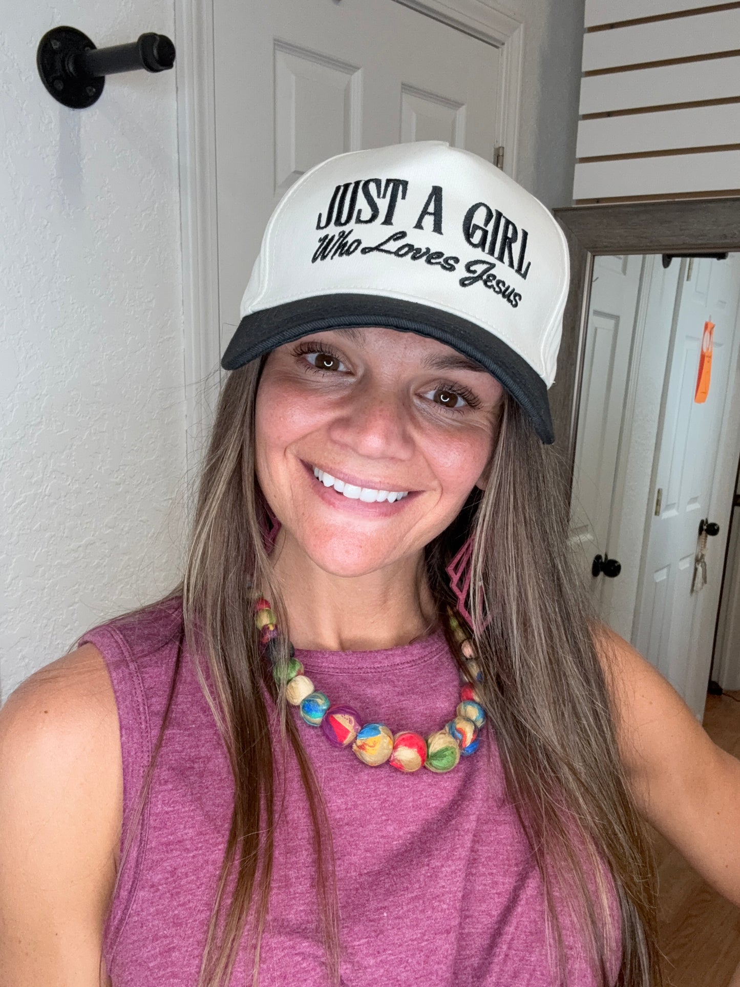JUST A GIRL WHO LOVES JESUS BALL CAP HAT