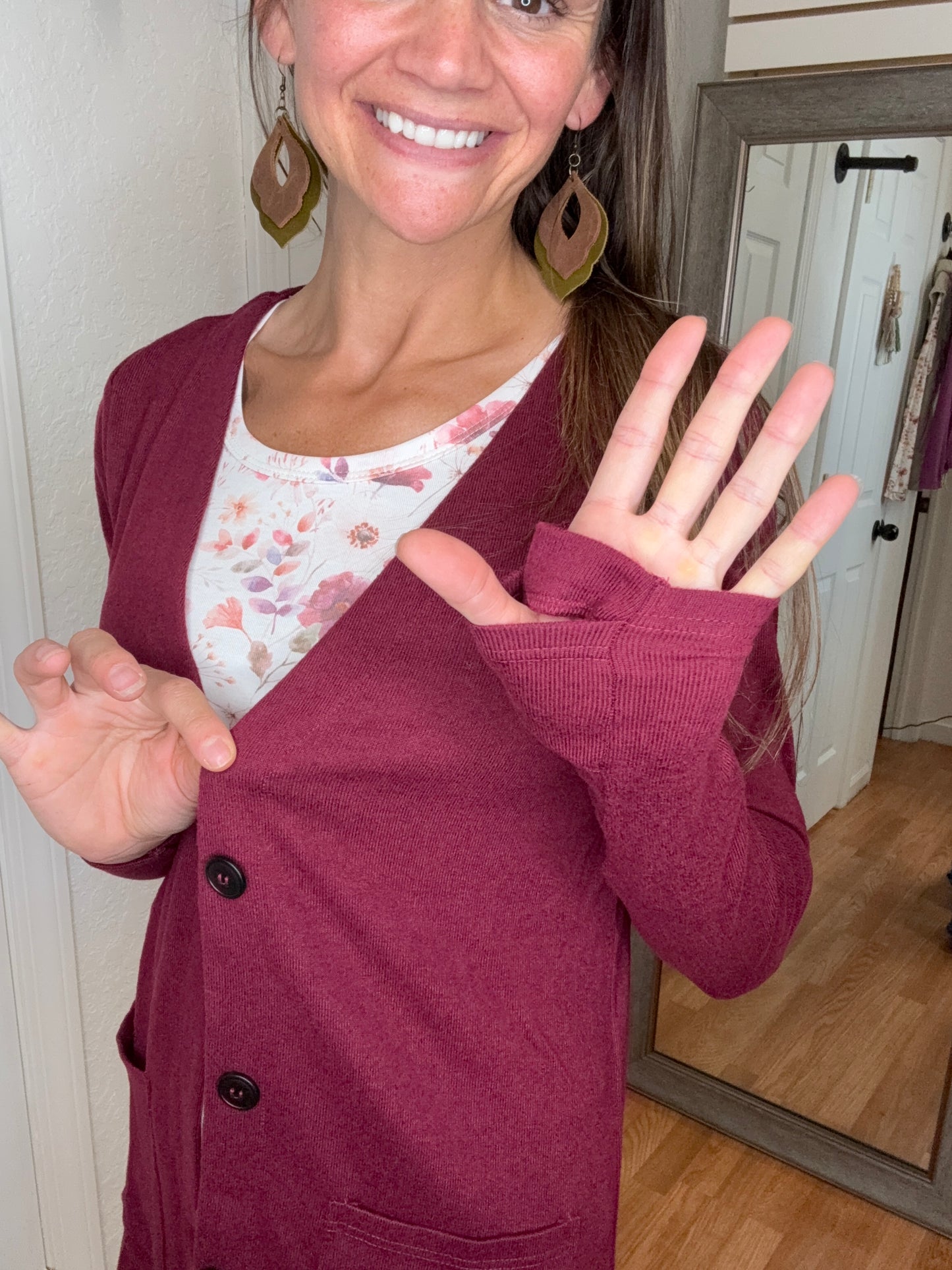 CORI CARDIGAN IN BURGUNDY - MICHELLE MAE