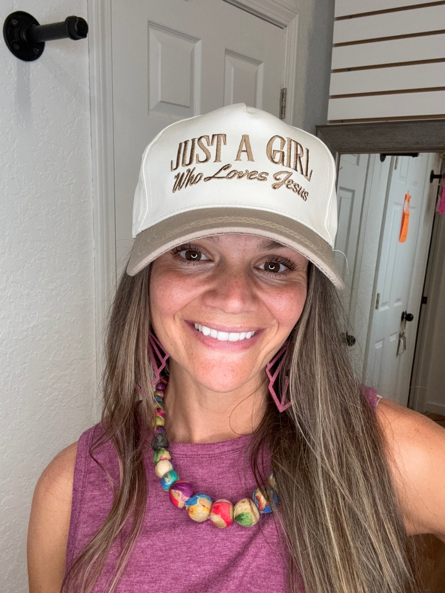 JUST A GIRL WHO LOVES JESUS BALL CAP HAT