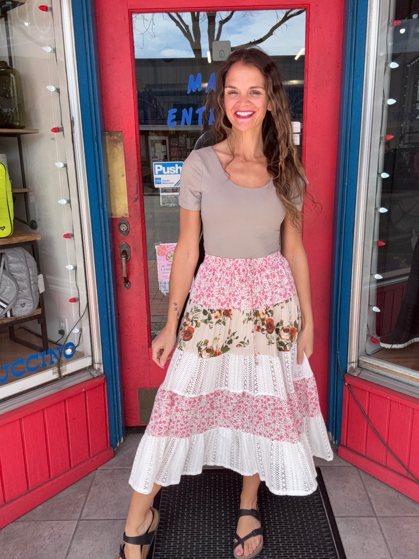 ZOEY TIERED MAXI SKIRT-IVORY-POL