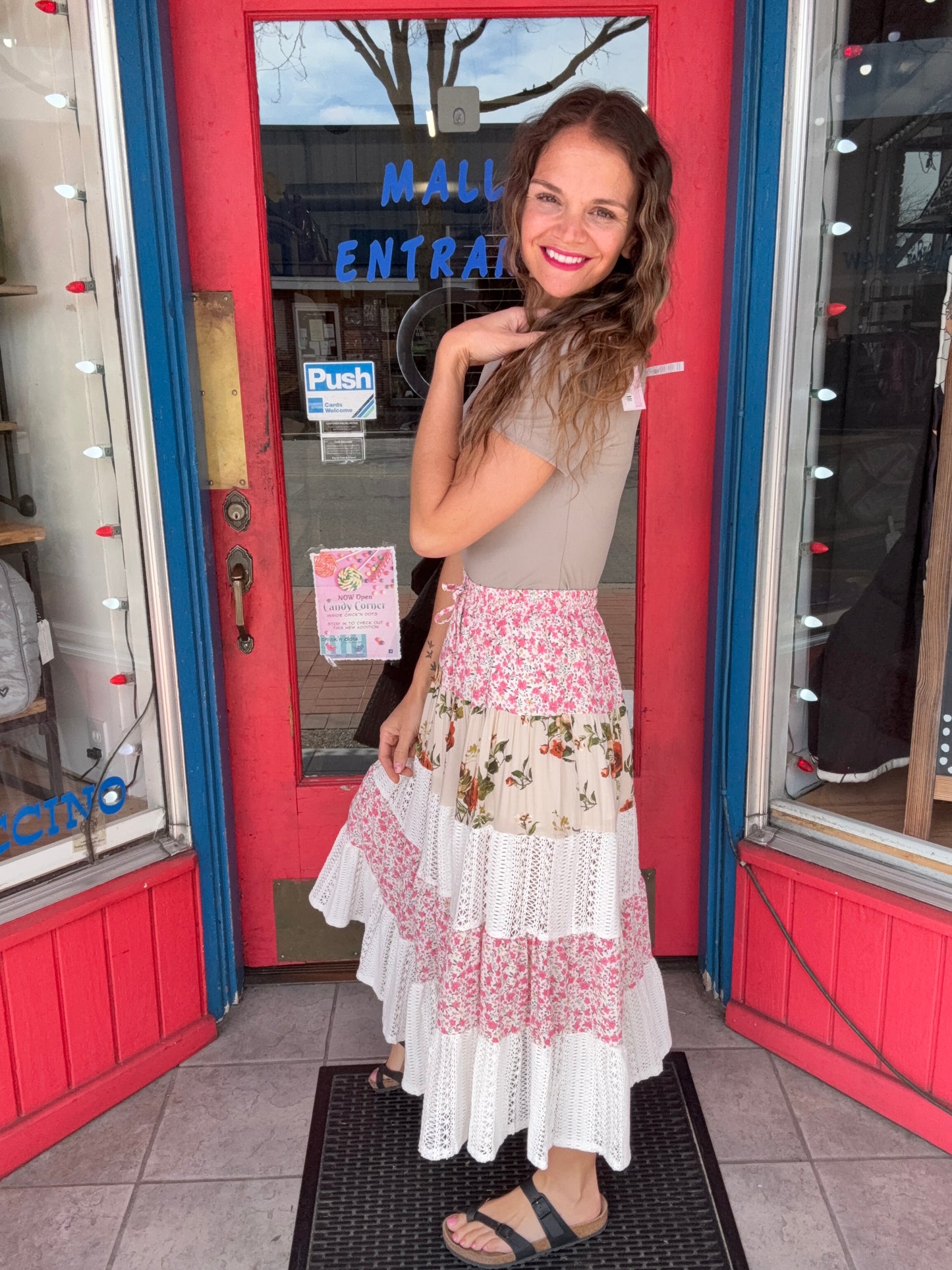 ZOEY TIERED MAXI SKIRT-IVORY-POL