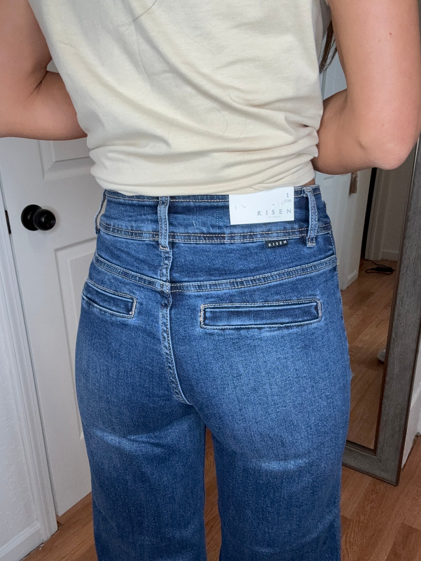 CHARLI CHAIN WIDE LEG CROP DENIM JEANS - RISEN