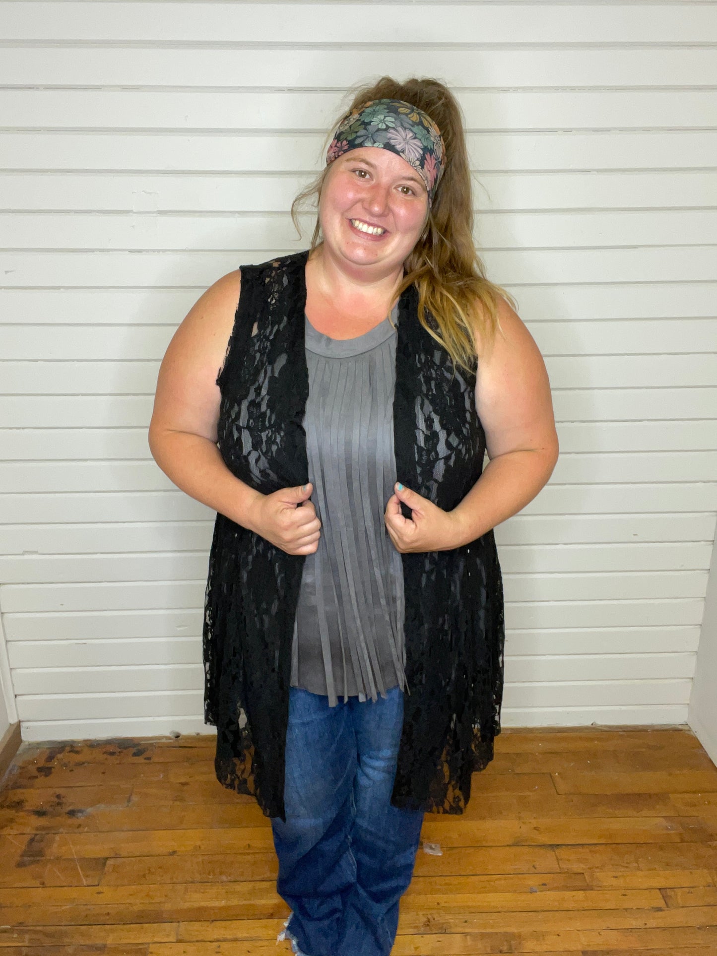 Frida Fringe Tank Gray