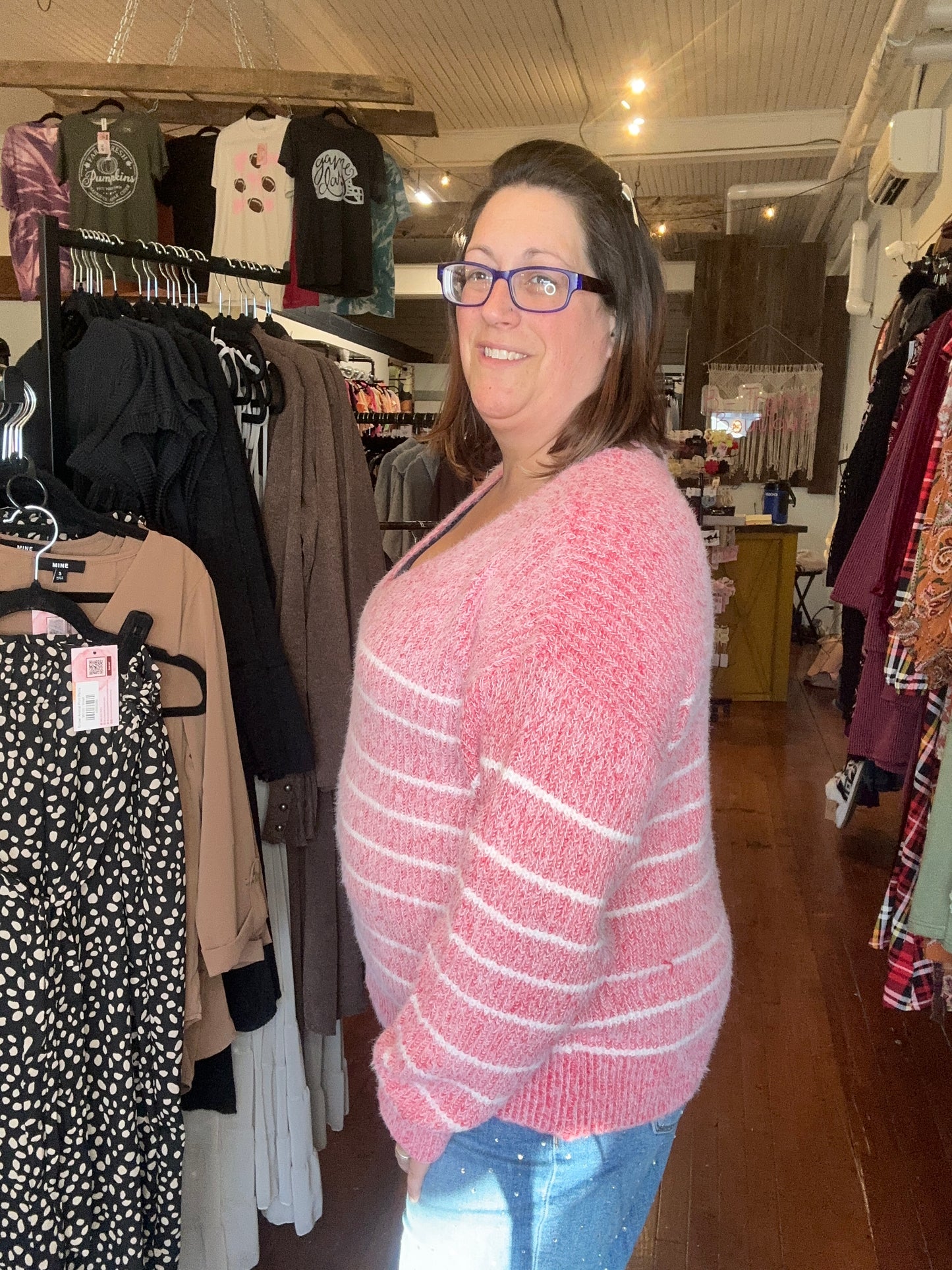 Cozy Striped Sweater - Red