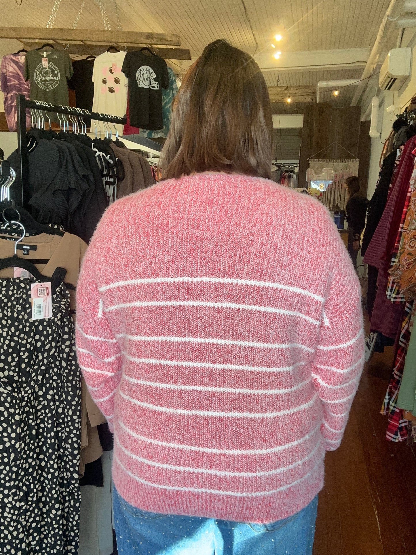 Cozy Striped Sweater - Red