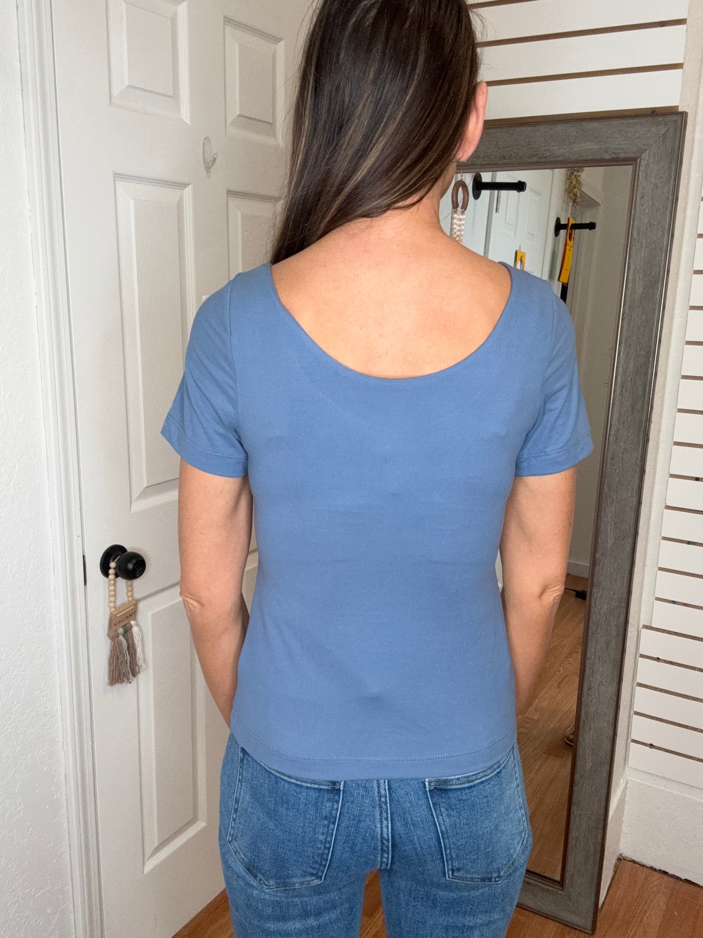 KAIELI BUTTER TEE- DENIM BLUE