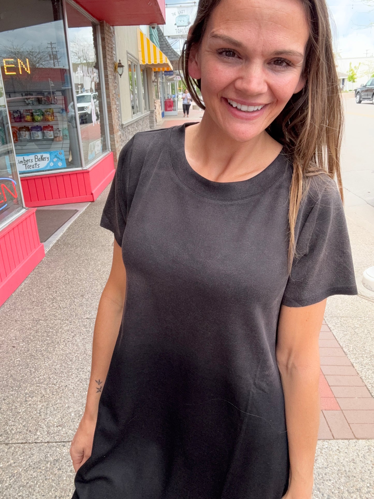 JOSIE OMBRE TSHIRT DRESS - WHITE BIRCH