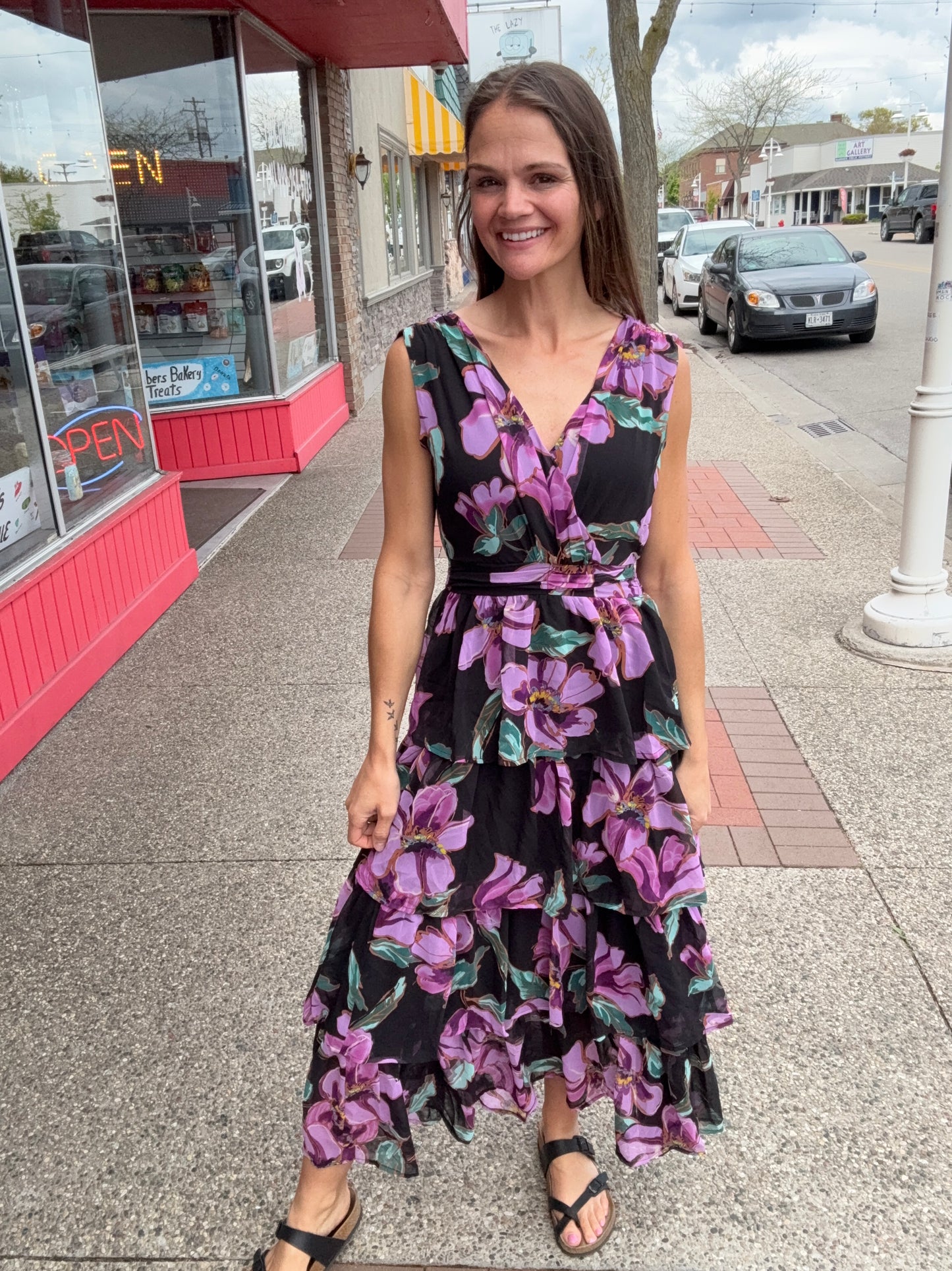FIONA SLEEVELESS FLORAL TIERED MAXI DRESS - WHITE BIRCH
