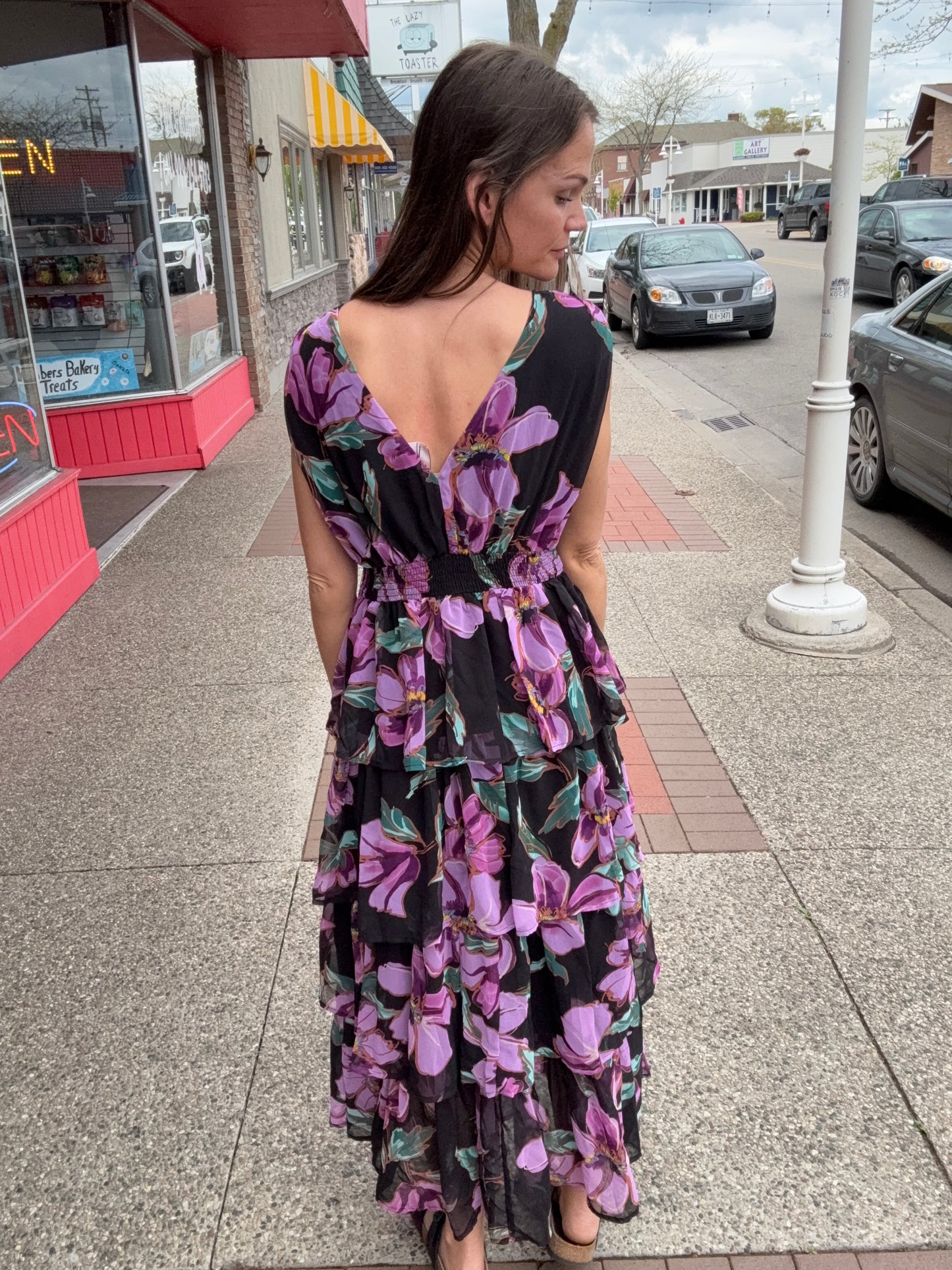 FIONA SLEEVELESS FLORAL TIERED MAXI DRESS - WHITE BIRCH