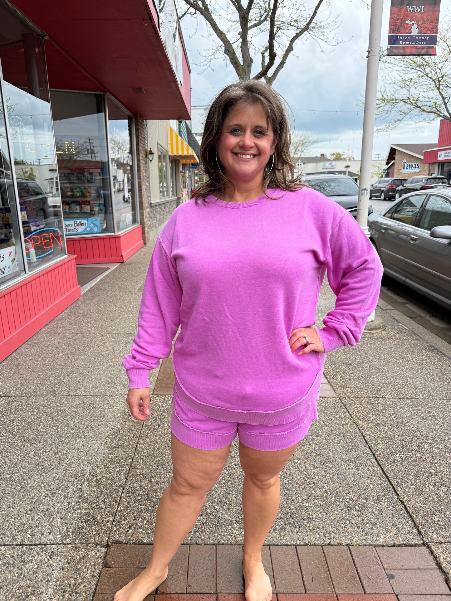 GLENDA VINTAGE WASH SHORTS - ORCHID -MICHELLE MAE