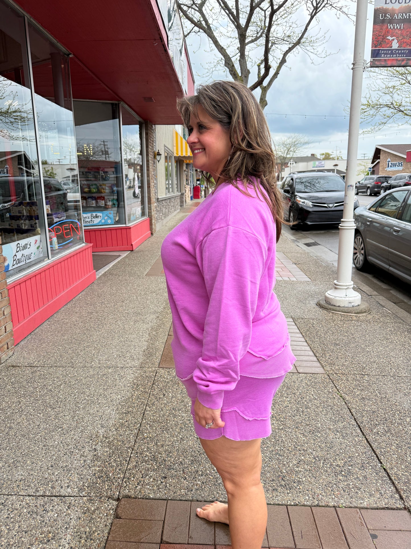 GLENDA VINTAGE WASH SHORTS - ORCHID -MICHELLE MAE
