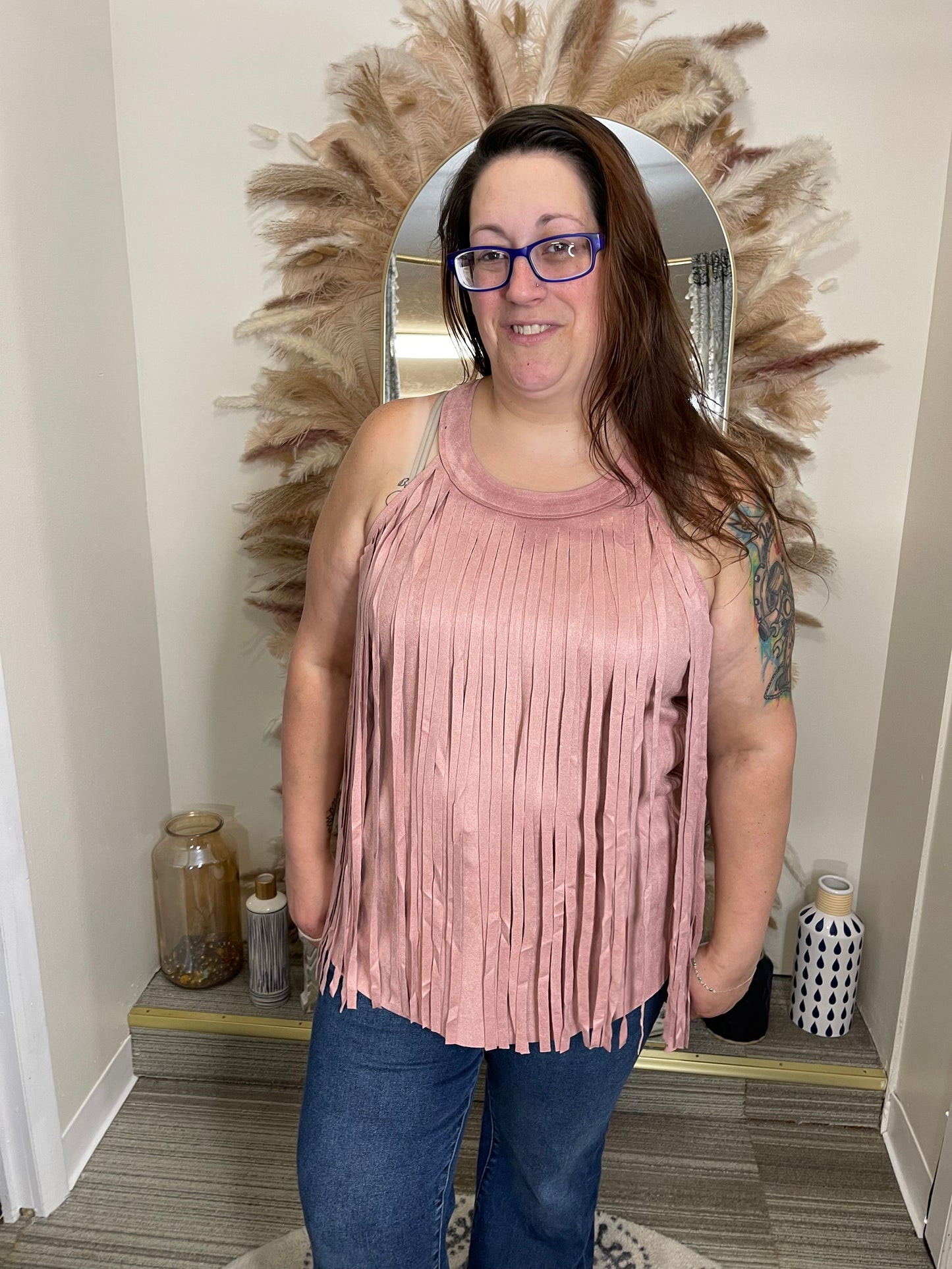 Frida Fringe Tank Mauve