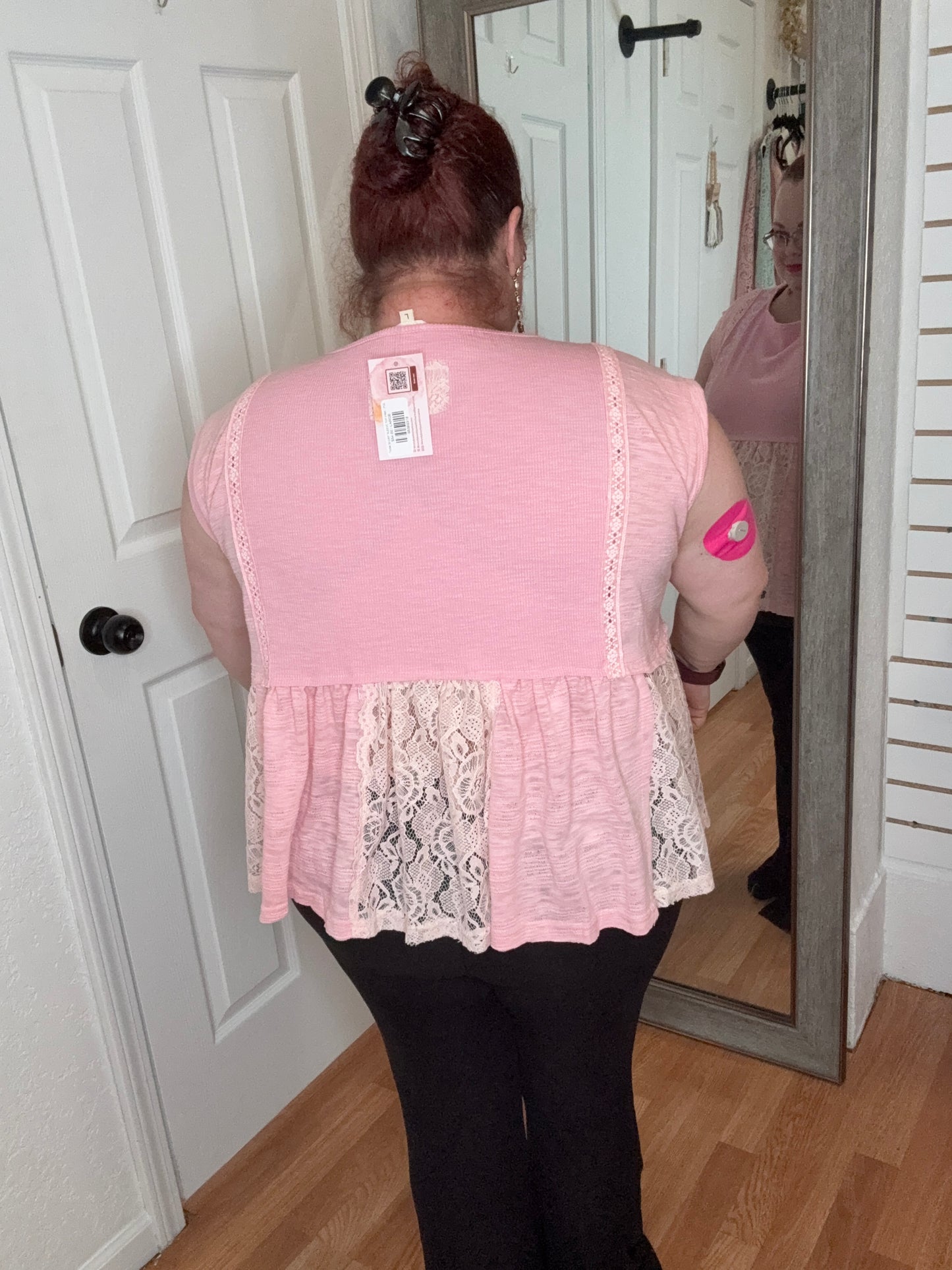 TIANA SHORT SLEEVE BABYDOLL TOP PINK - POL