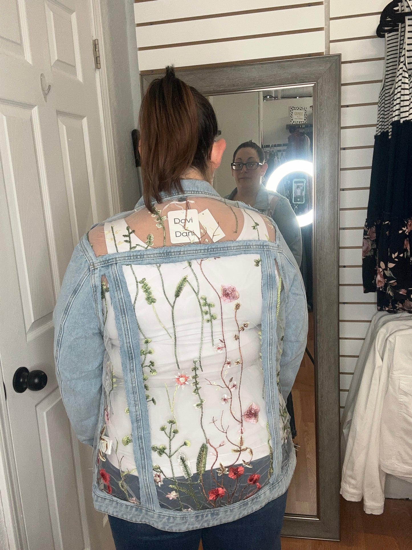 TINKERBELL - EMBROIDERED MESH DENIM JACKET - DAVI & DANI