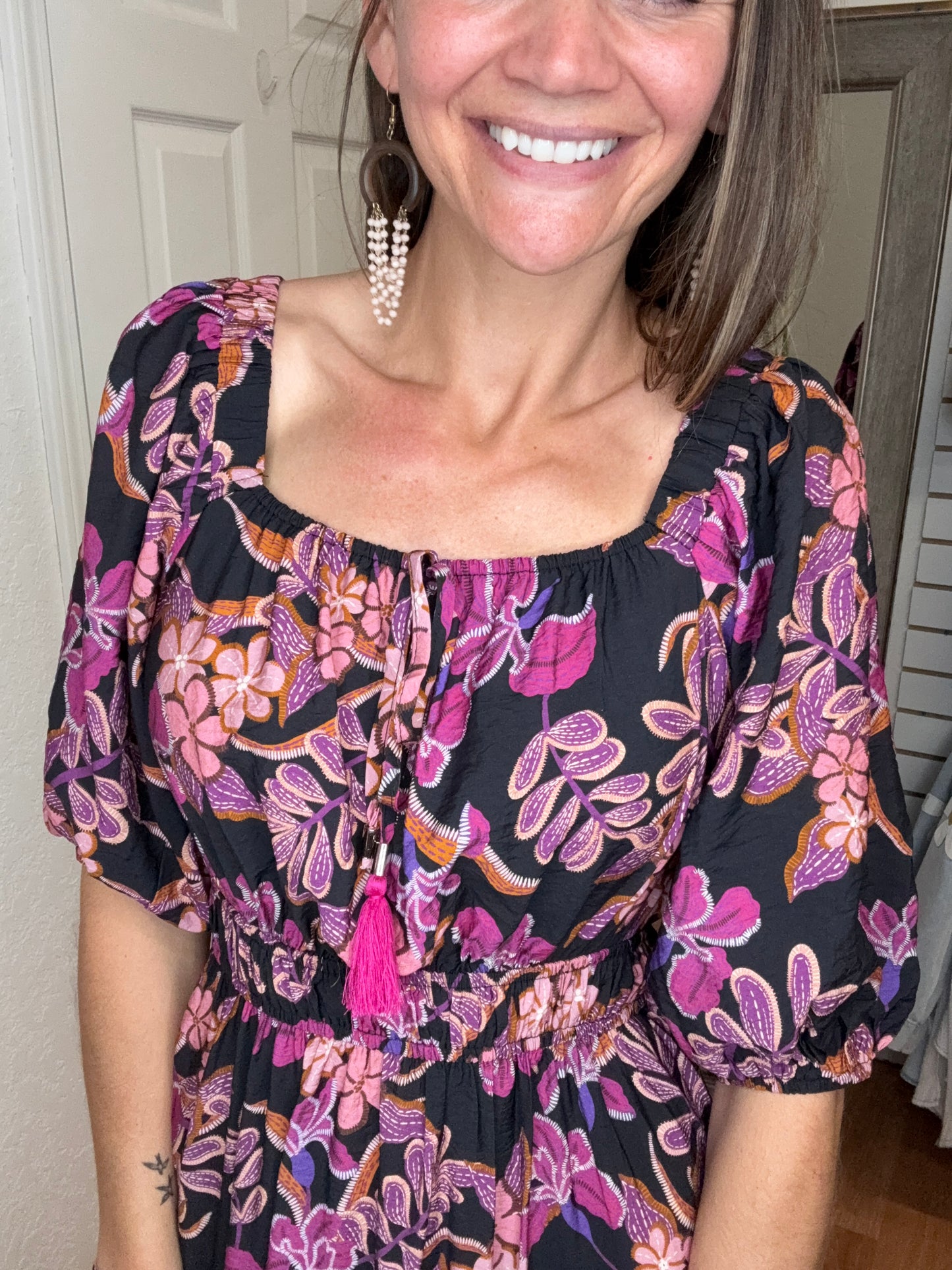 KARI FLORAL MIDI DRESS - ODDI