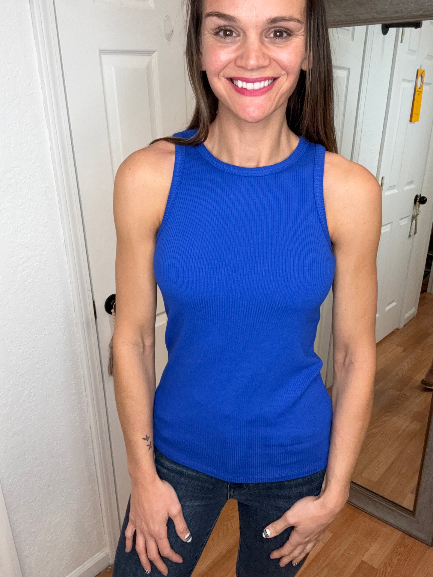 TARA RIBBED TANK TOP - ROYAL - MICHELLE MAE