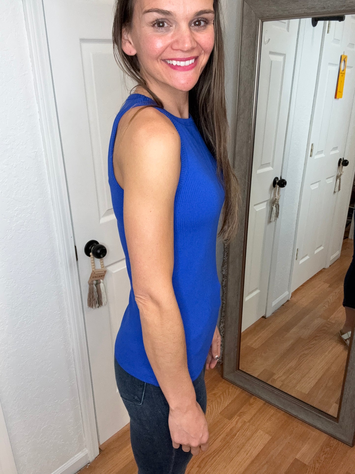 TARA RIBBED TANK TOP - ROYAL - MICHELLE MAE