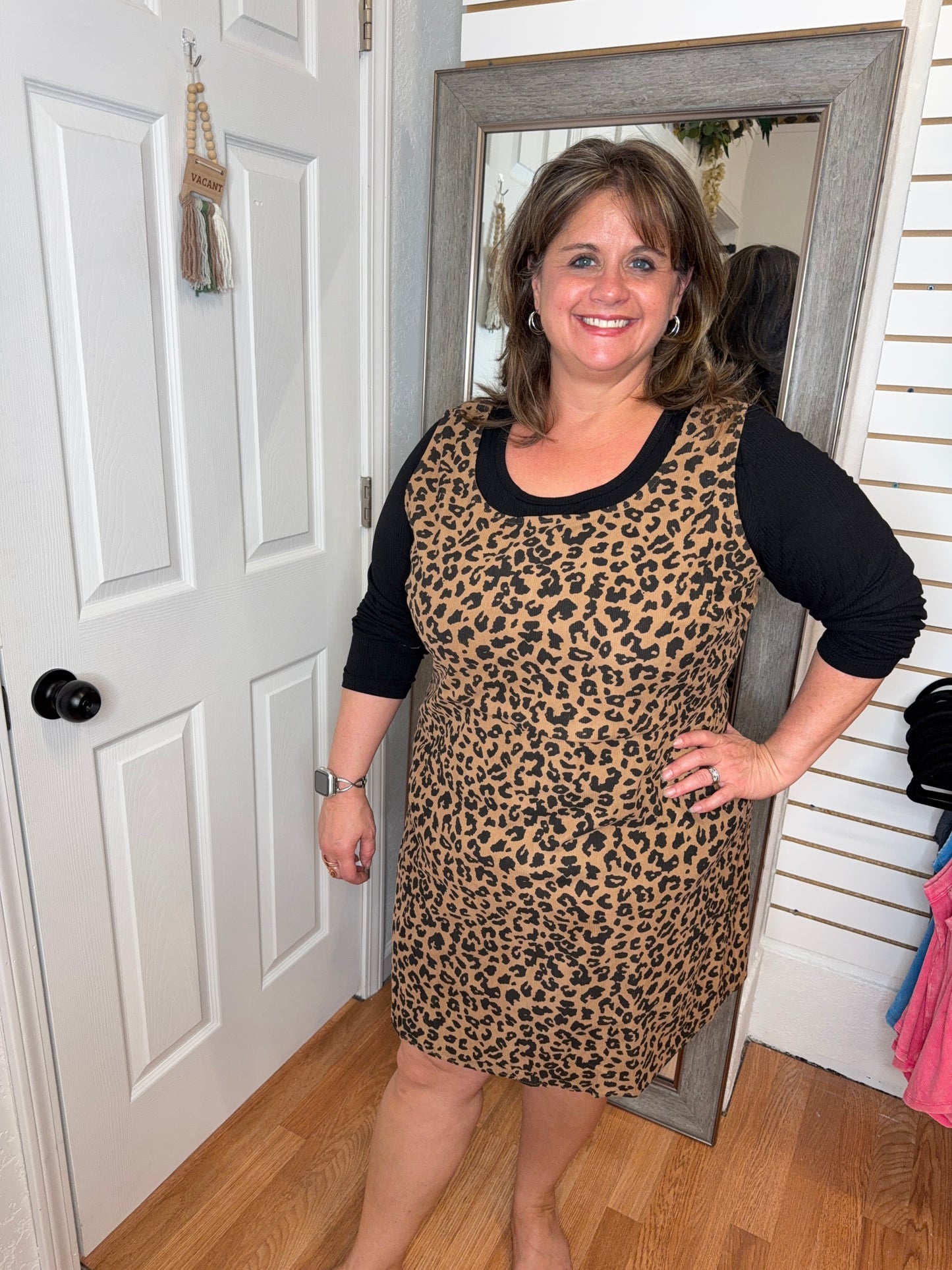 HARPER LEOPARD JUMPER DRESS - MIKAROSE