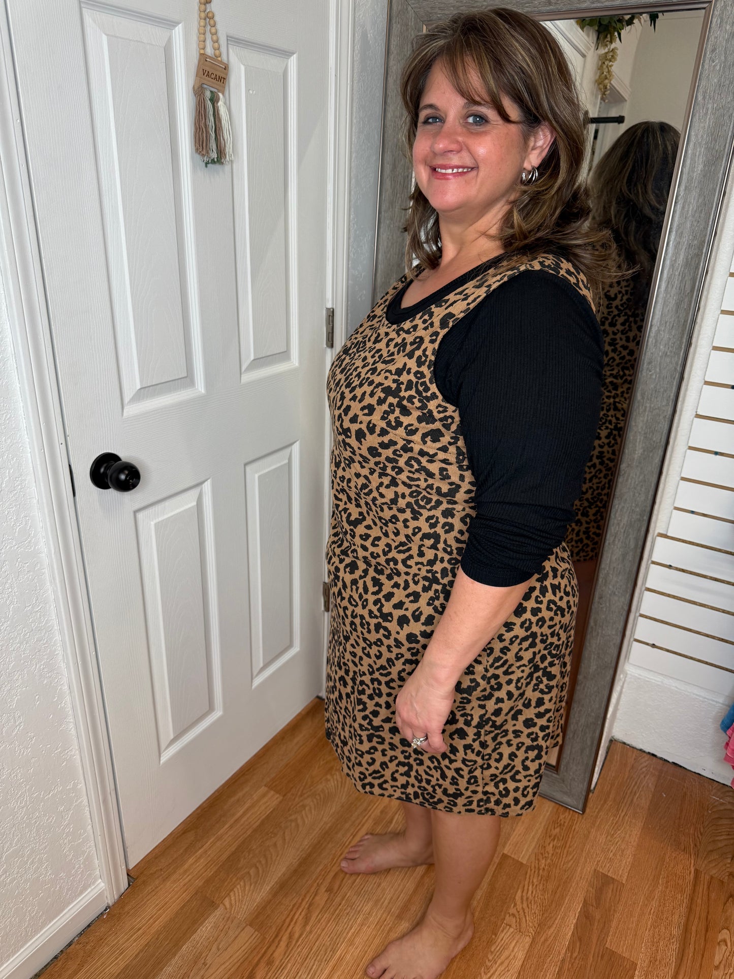 HARPER LEOPARD JUMPER DRESS - MIKAROSE