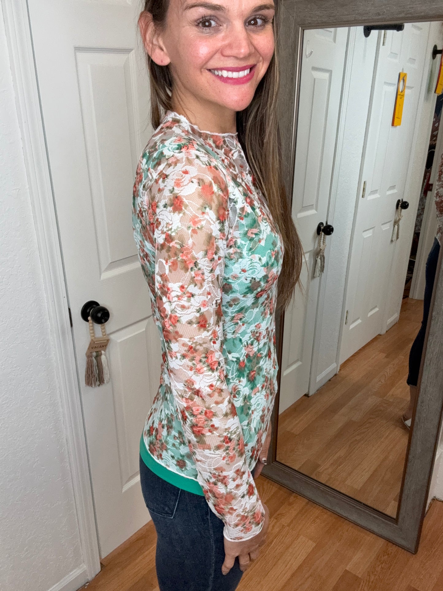 FLAMESH - LACE MESH TOP PEACH -DAVI & DANI