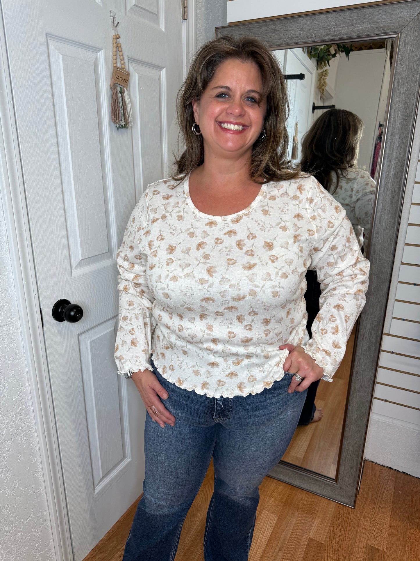 HARRIET LONG SLEEVE RIBBED TOP - MIKAROSE