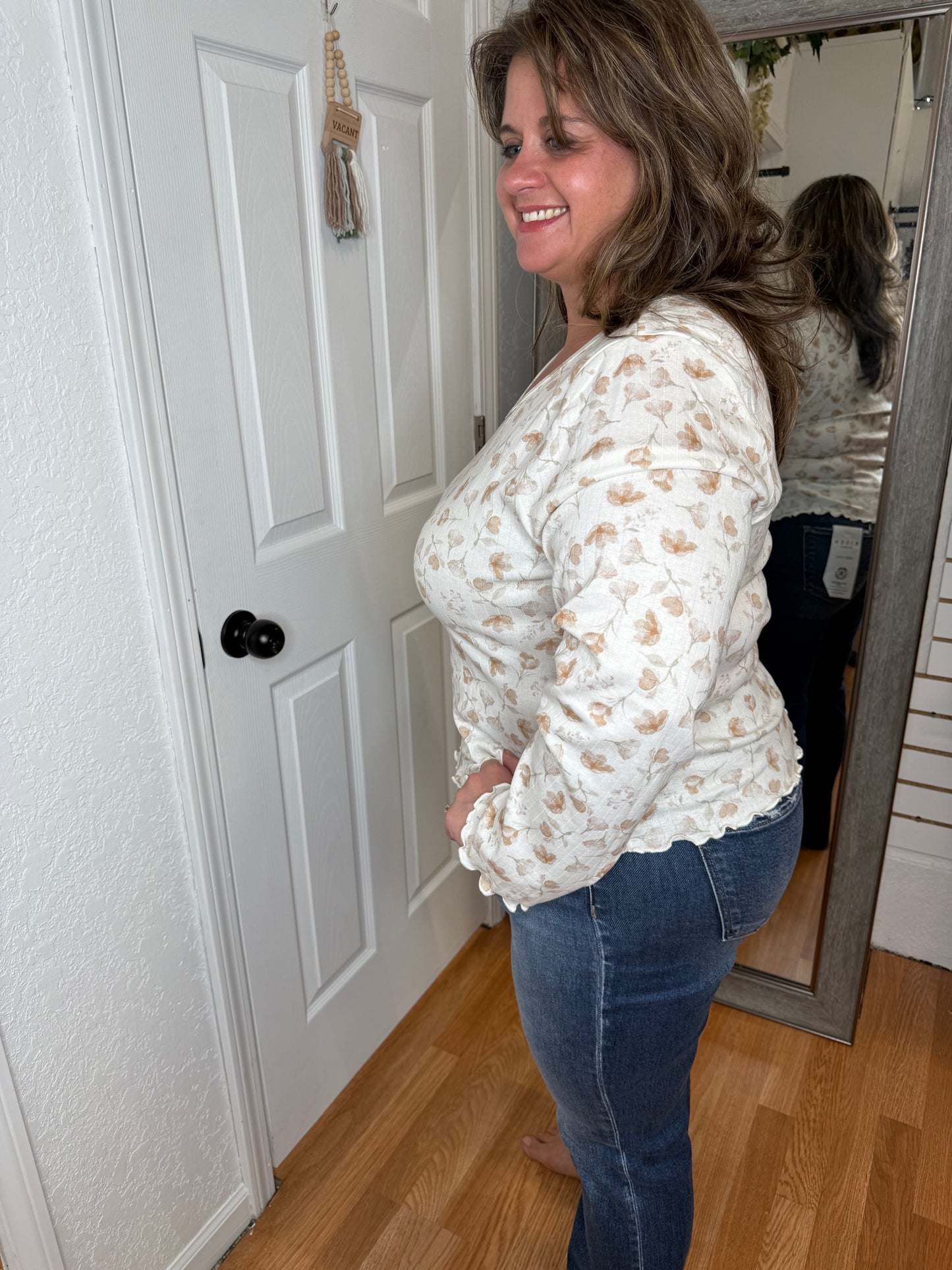 HARRIET LONG SLEEVE RIBBED TOP - MIKAROSE