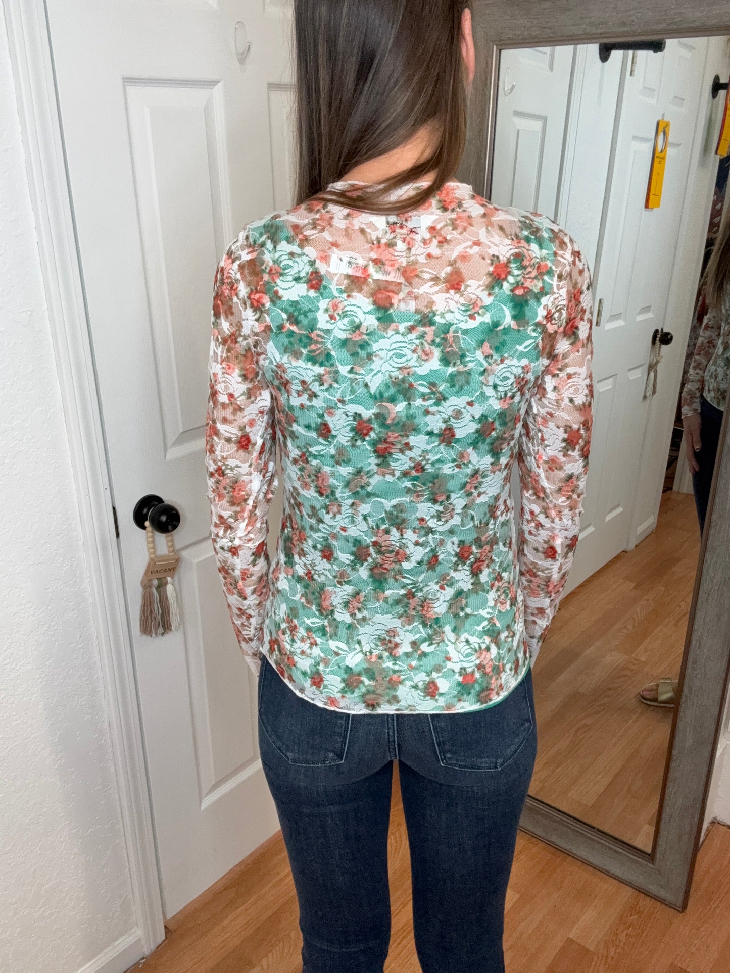 FLAMESH - LACE MESH TOP PEACH -DAVI & DANI