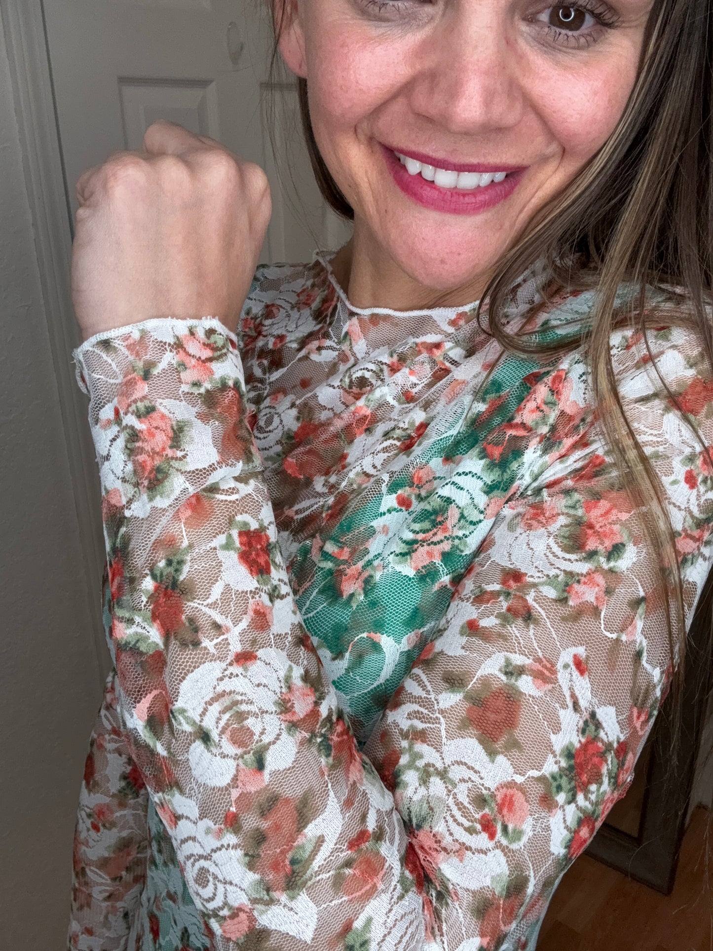 FLAMESH - LACE MESH TOP PEACH -DAVI & DANI