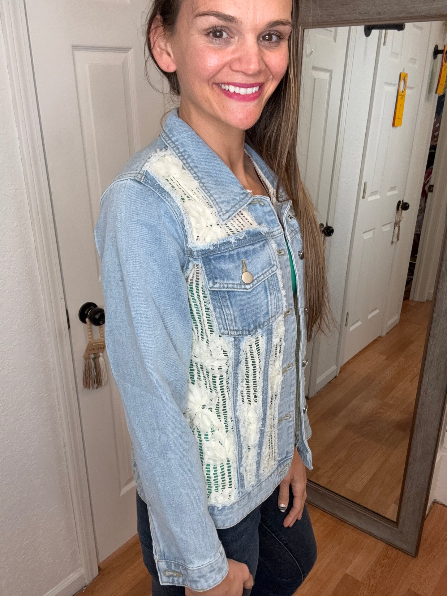 RHONDA -LACE DETAIL DENIM JACKET -DAVI & DANI