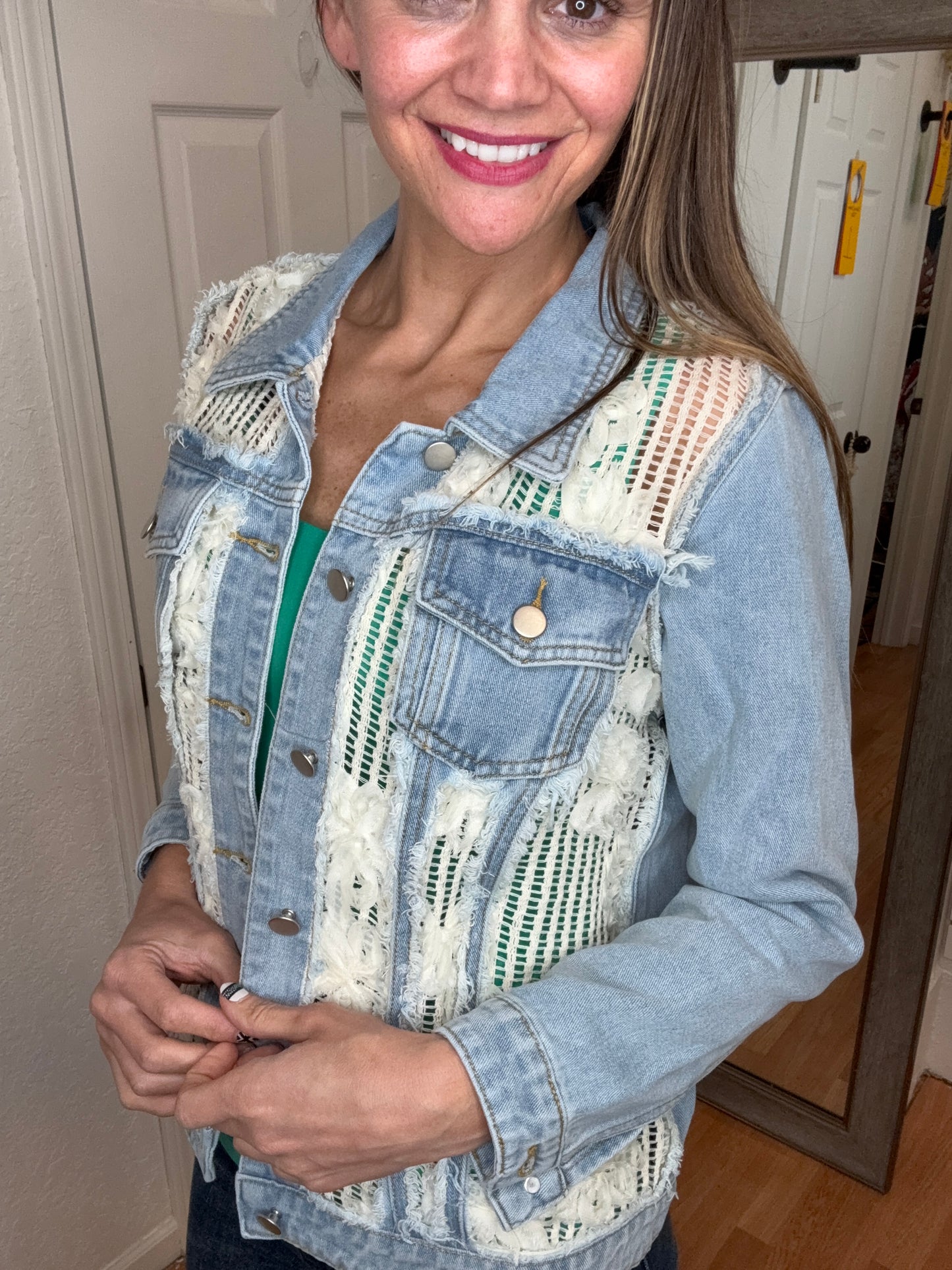 RHONDA -LACE DETAIL DENIM JACKET -DAVI & DANI
