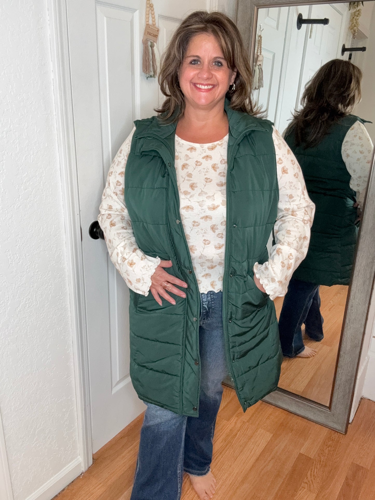 HARLOW VEST HUNTER GREEN - MICHELLE MAE