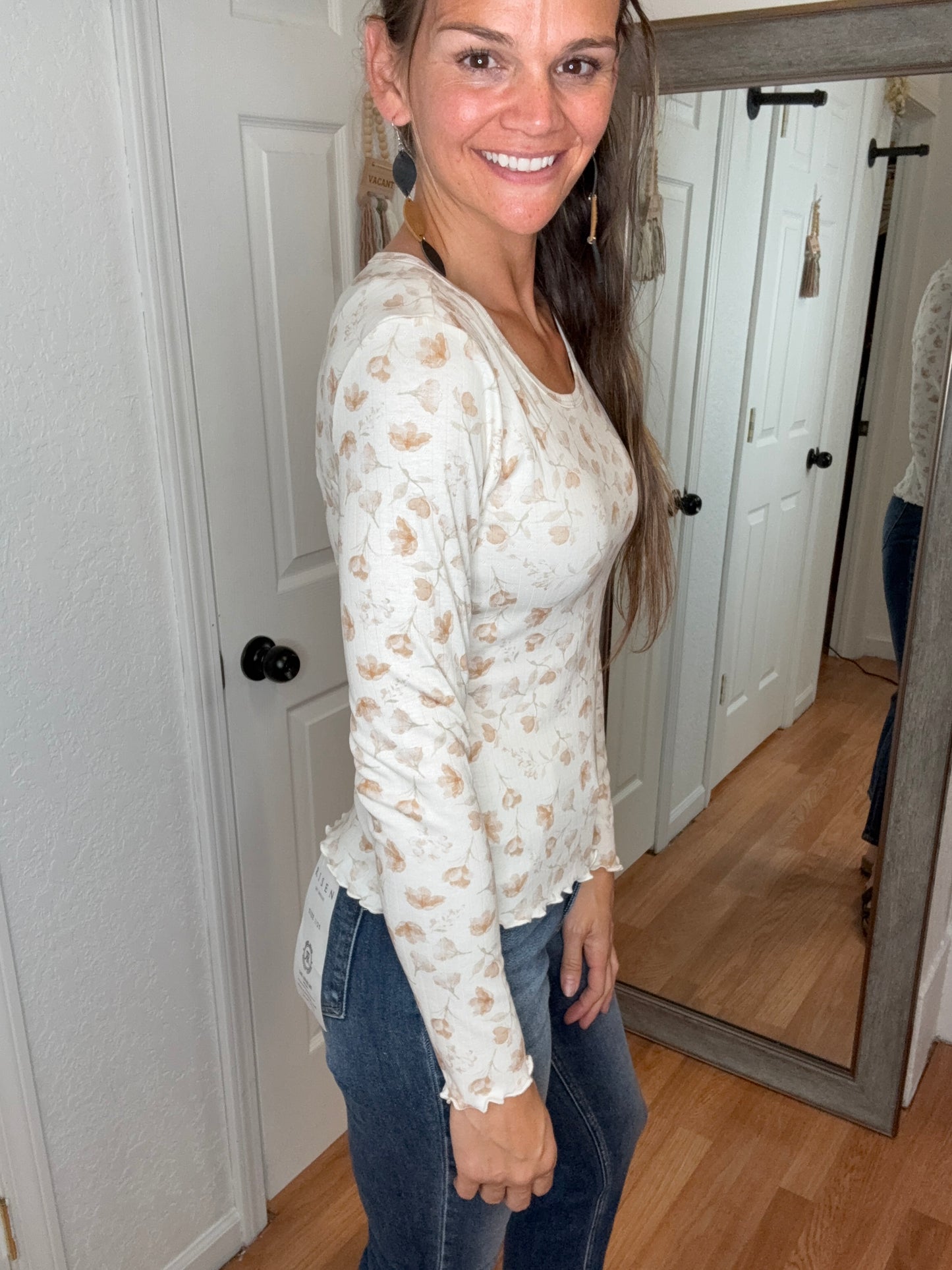 HARRIET LONG SLEEVE RIBBED TOP - MIKAROSE