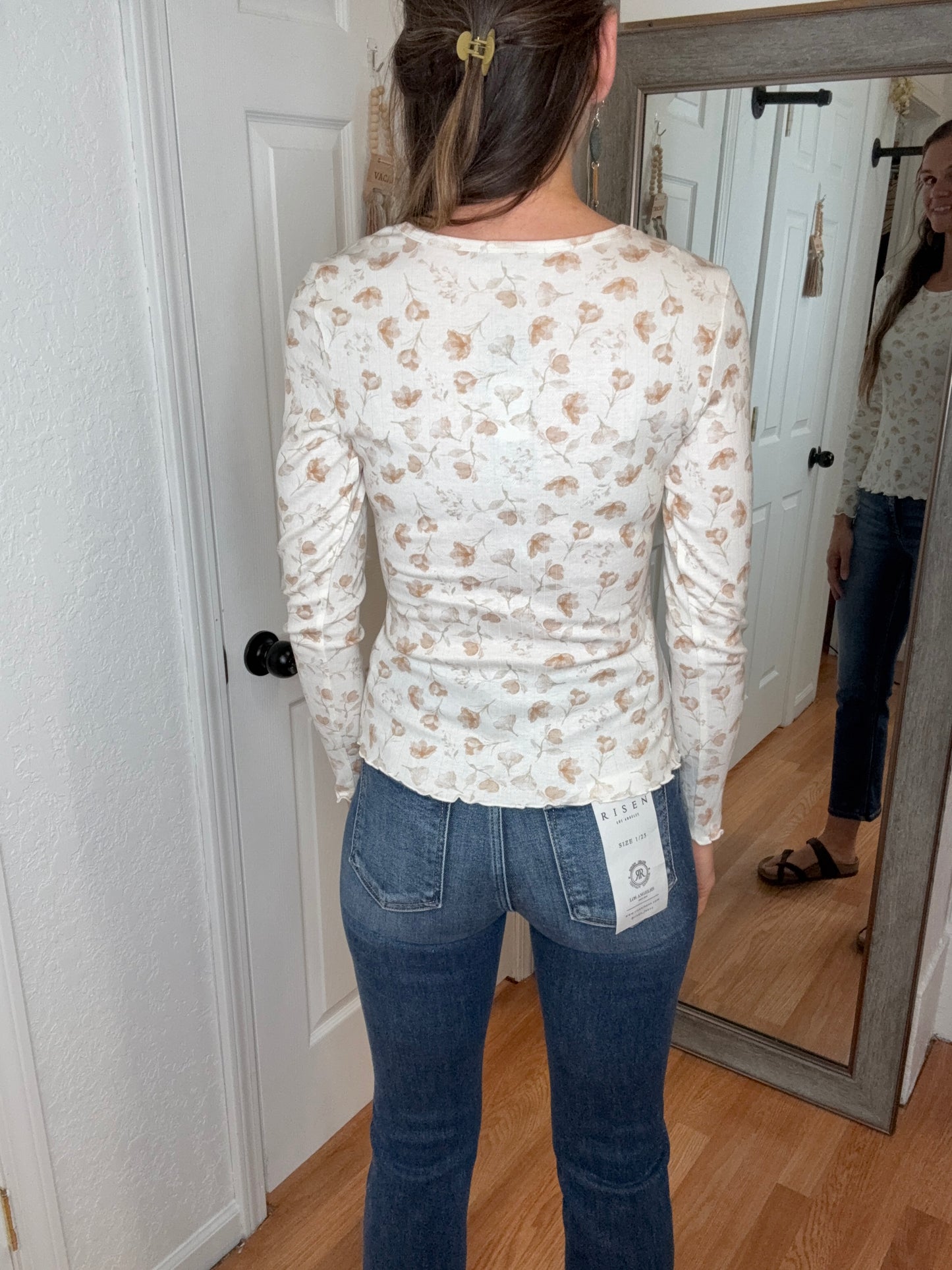 HARRIET LONG SLEEVE RIBBED TOP - MIKAROSE