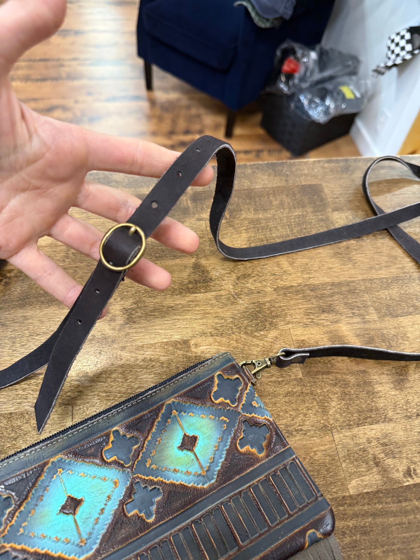 GENUINE LEATHER CROSSBODY PURSE
