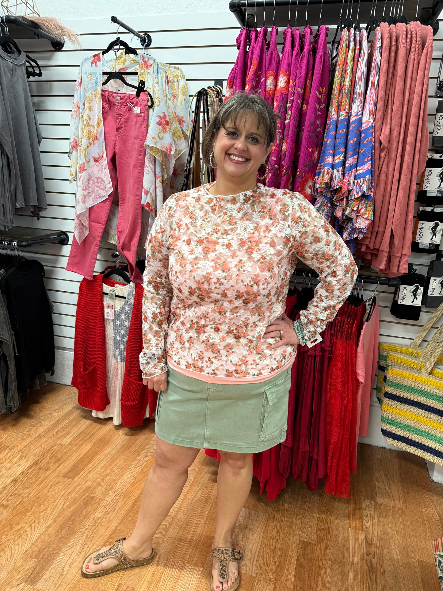 FLAMESH - LACE MESH TOP PEACH -DAVI & DANI