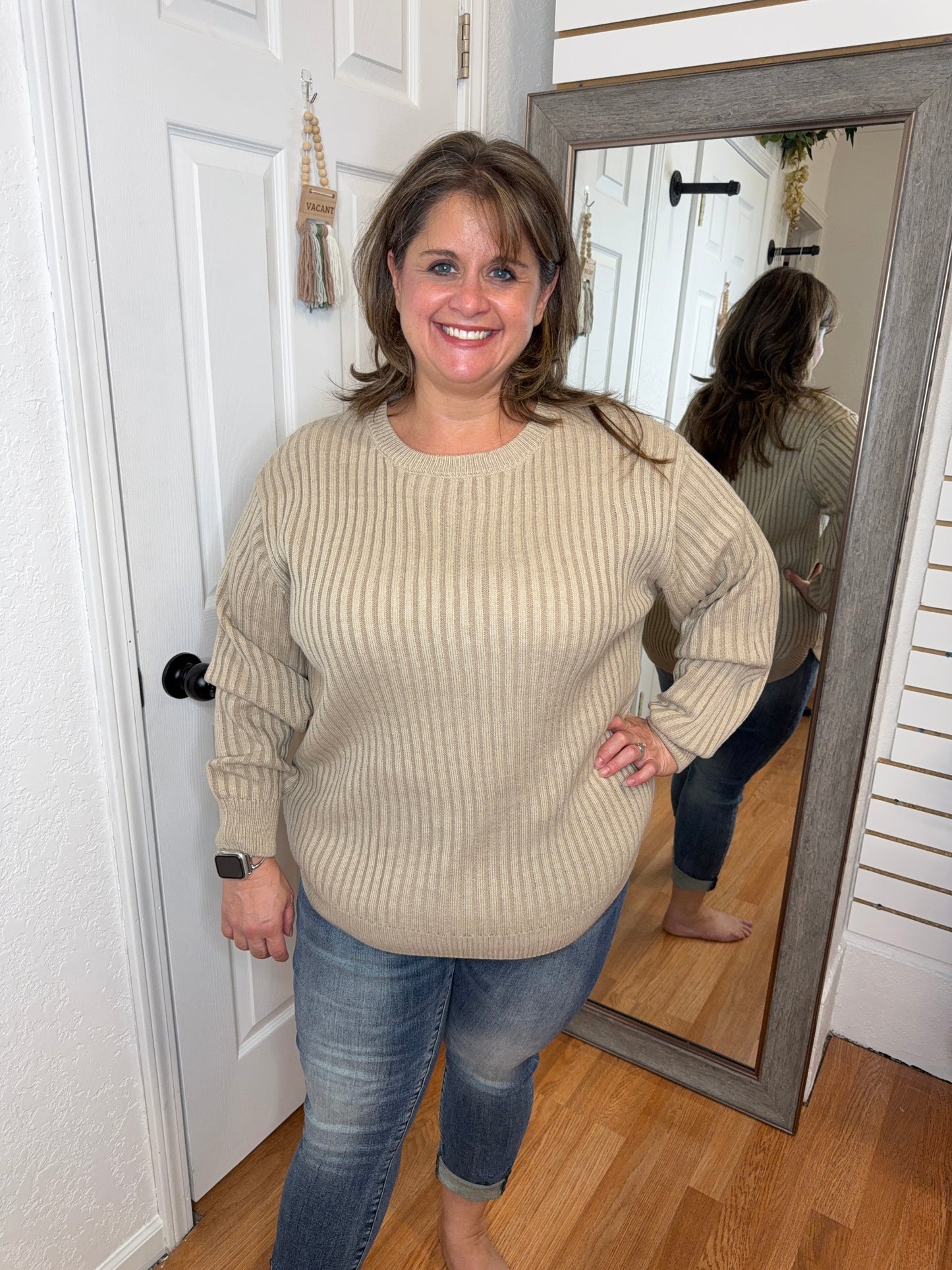 PIPER PULLOVER SWEATER TOP LIGHT MOCHA - ZENANA