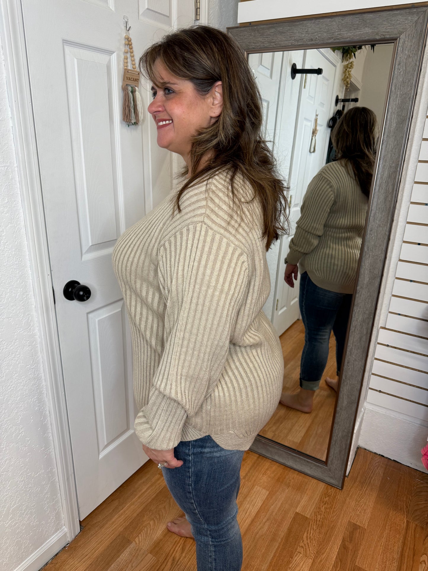 PIPER PULLOVER SWEATER TOP LIGHT MOCHA - ZENANA